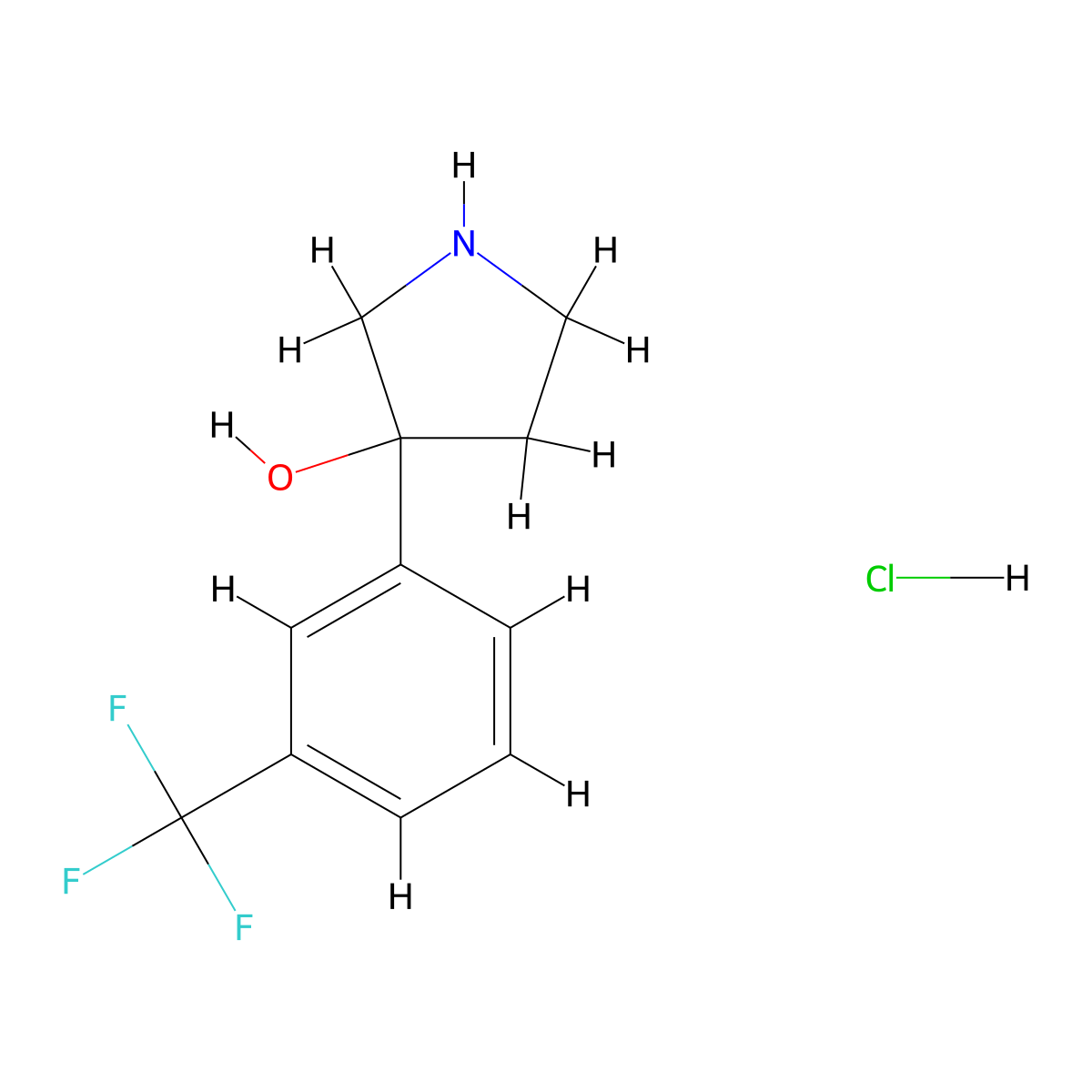 3-(3-(Trifluoromethyl)phenyl)pyrrolidin-3-ol hydrochloride molecular structure, CAS 1744-48-5