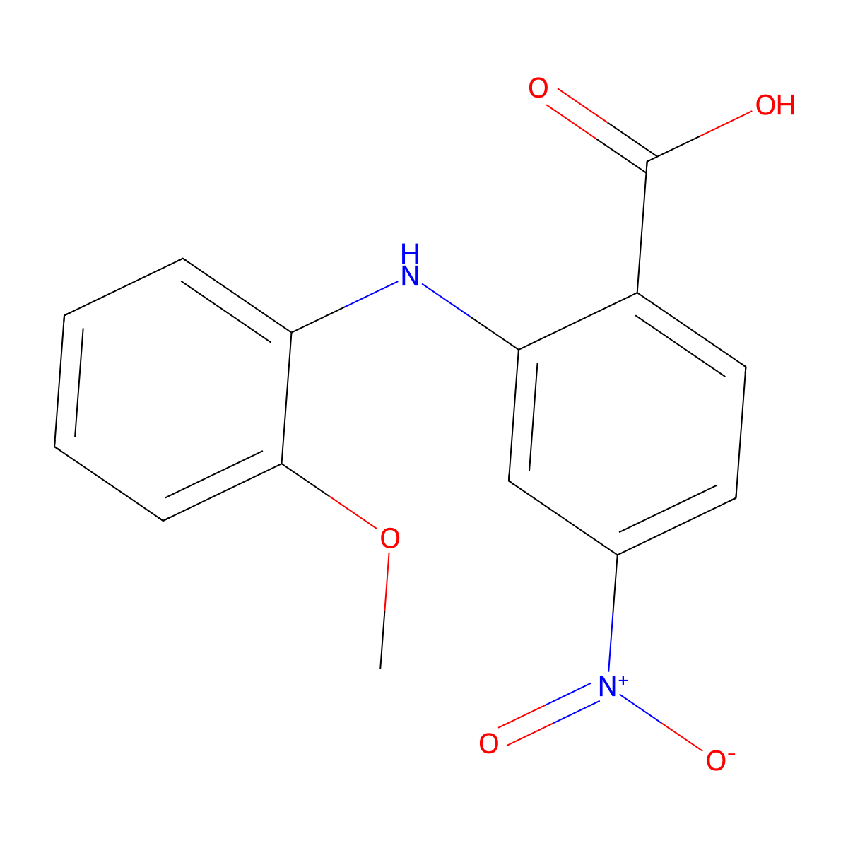 Benzoic acid, 2-[(2-methoxyphenyl)amino]-4-nitro- molecular structure, CAS 1744-93-0