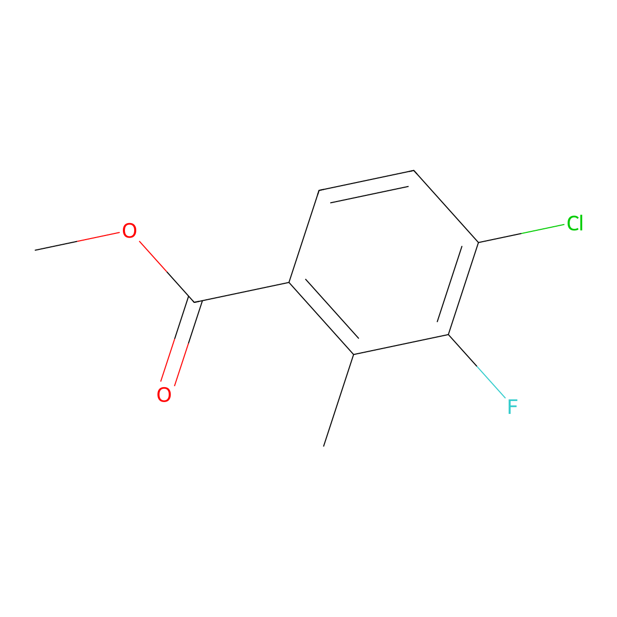 Methyl 4-chloro-3-fluoro-2-methylbenzoate molecular structure, CAS 174403-70-4