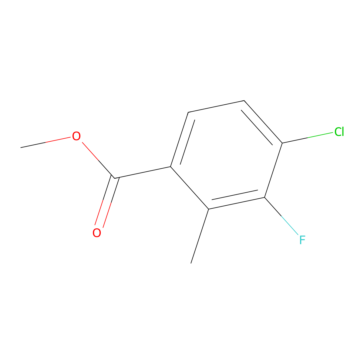 Methyl 4-chloro-3-fluoro-2-methylbenzoate molecular structure, CAS 174403-70-4