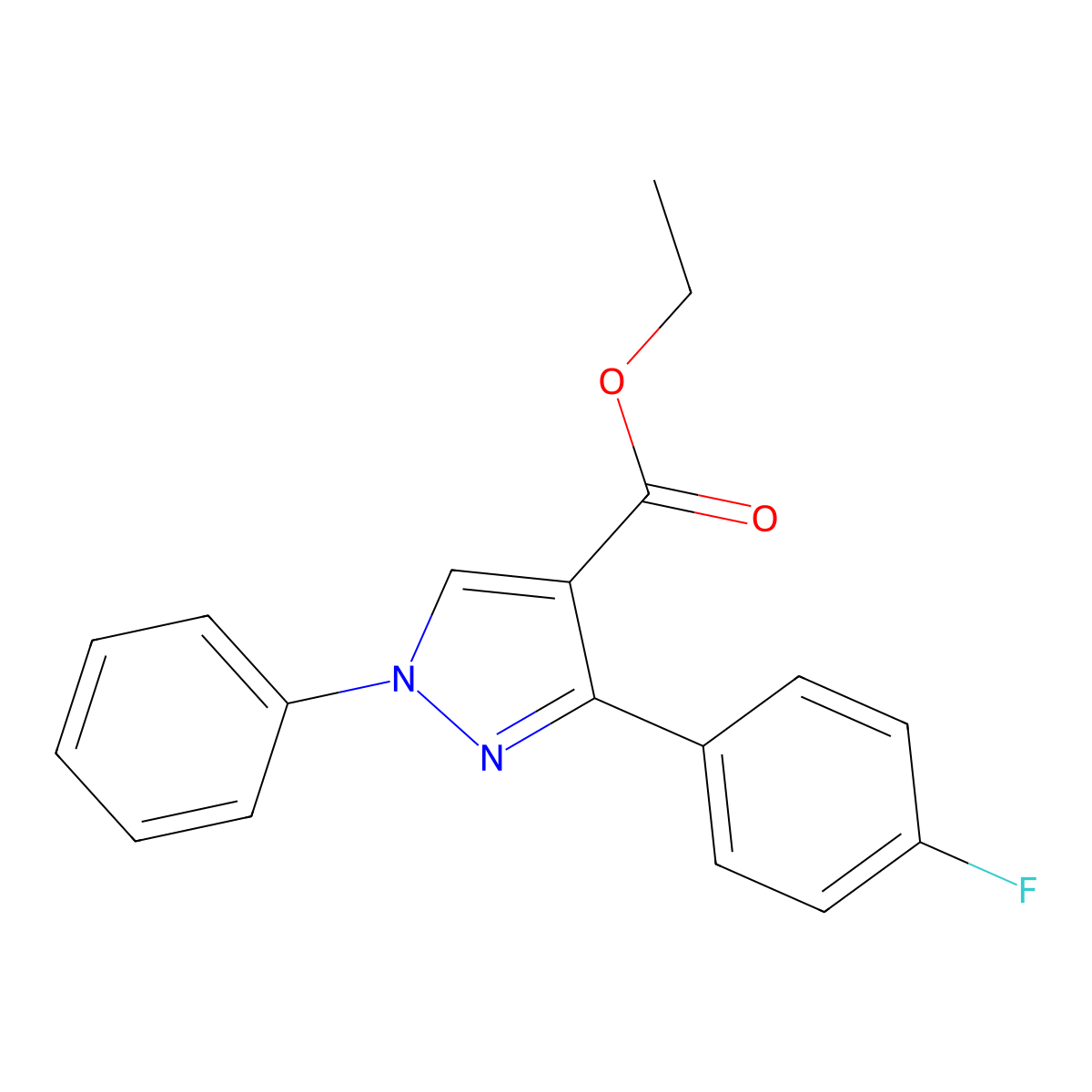 Ethyl 3-(4-fluorophenyl)-1-phenyl-1H-pyrazole-4-carboxylate molecular structure, CAS 174403-75-9