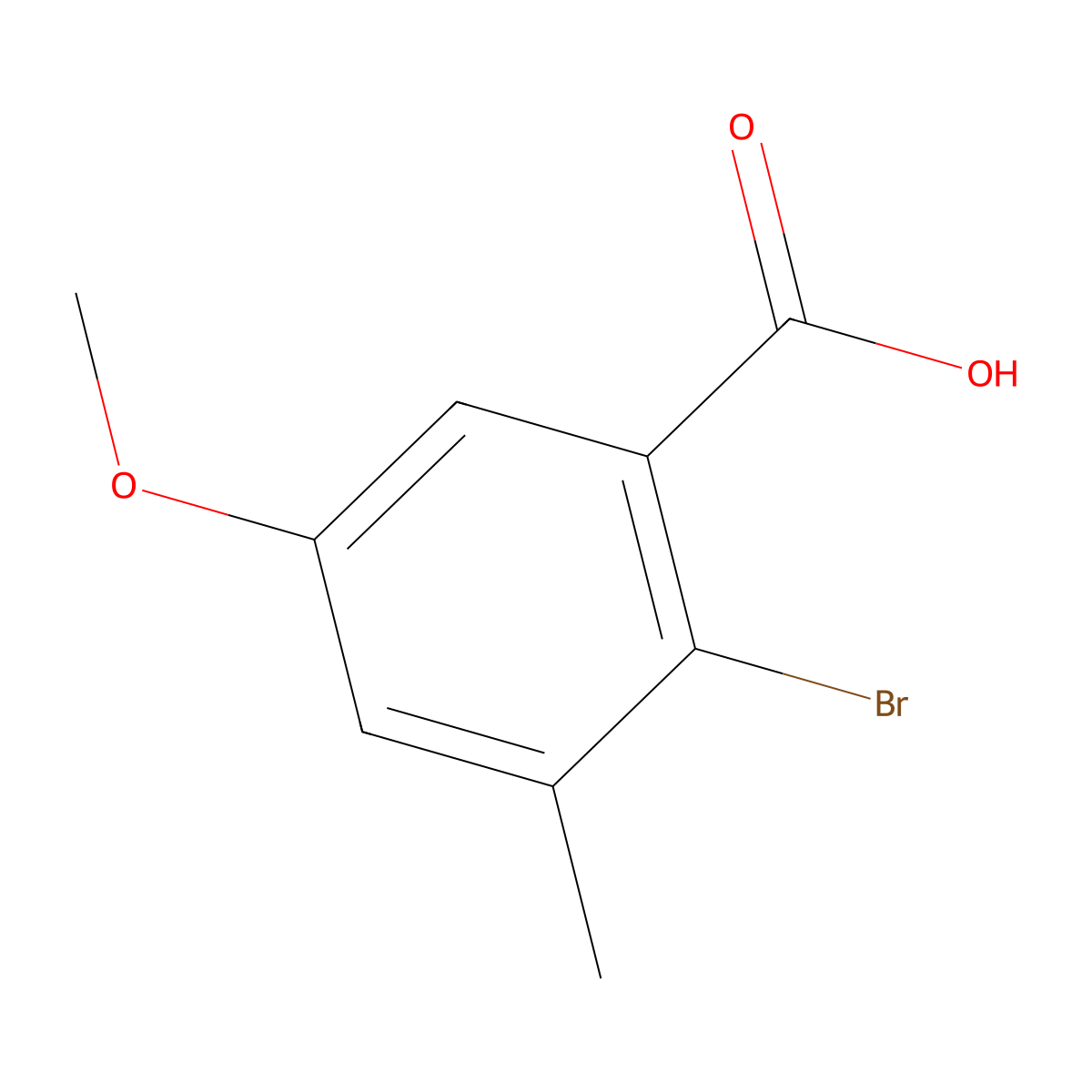 2-Bromo-5-methoxy-3-methylbenzoic acid molecular structure, CAS 174417-54-0