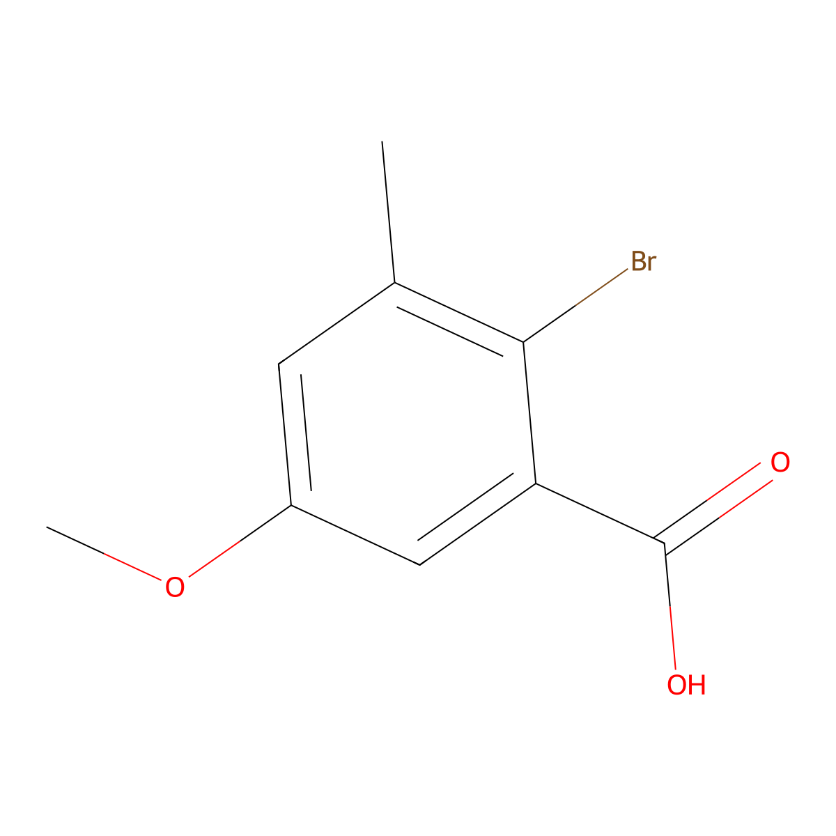 2-Bromo-5-methoxy-3-methylbenzoic acid molecular structure, CAS 174417-54-0