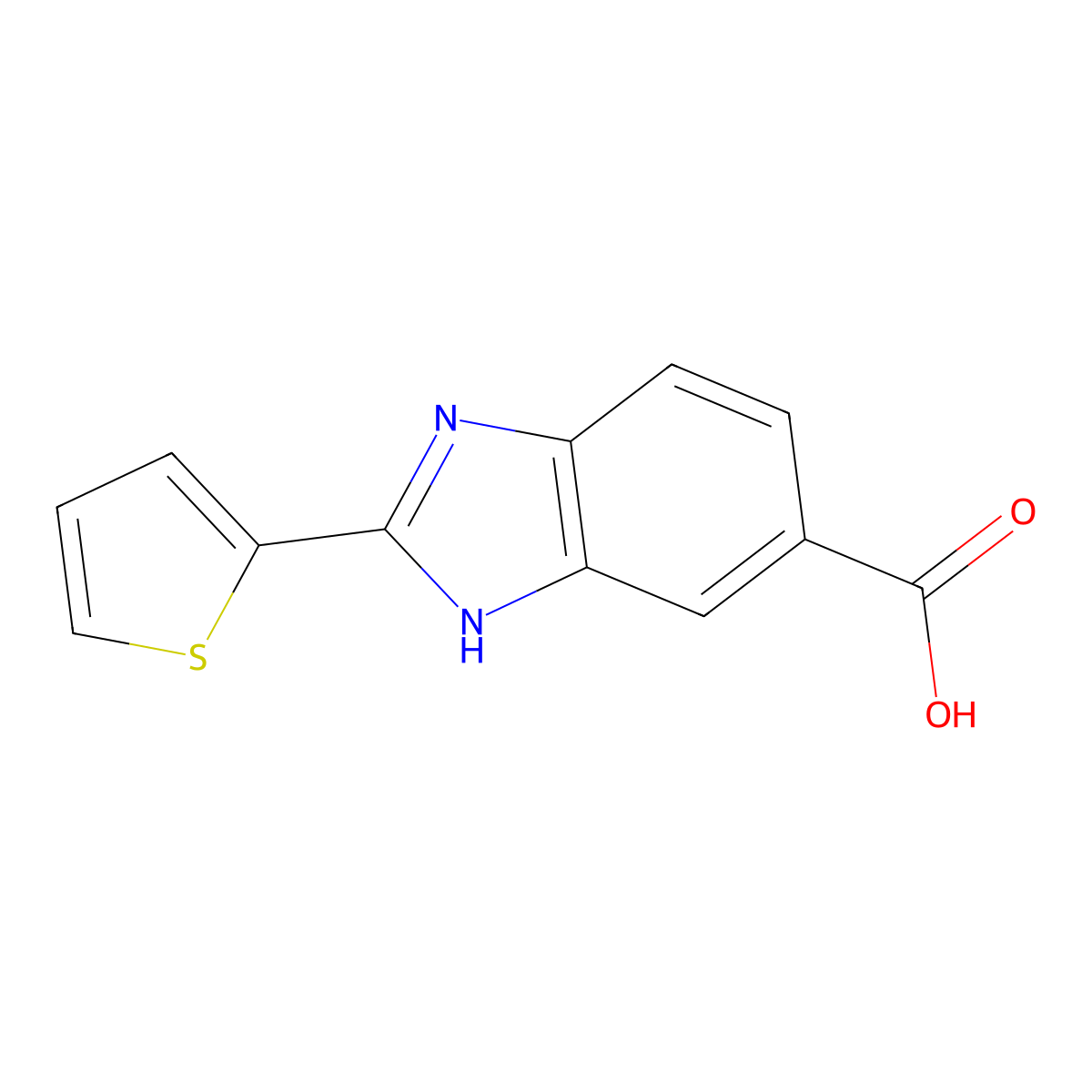 2-thiophen-2-yl-3H-benzimidazole-5-carboxylic acid molecular structure, CAS 174422-11-8