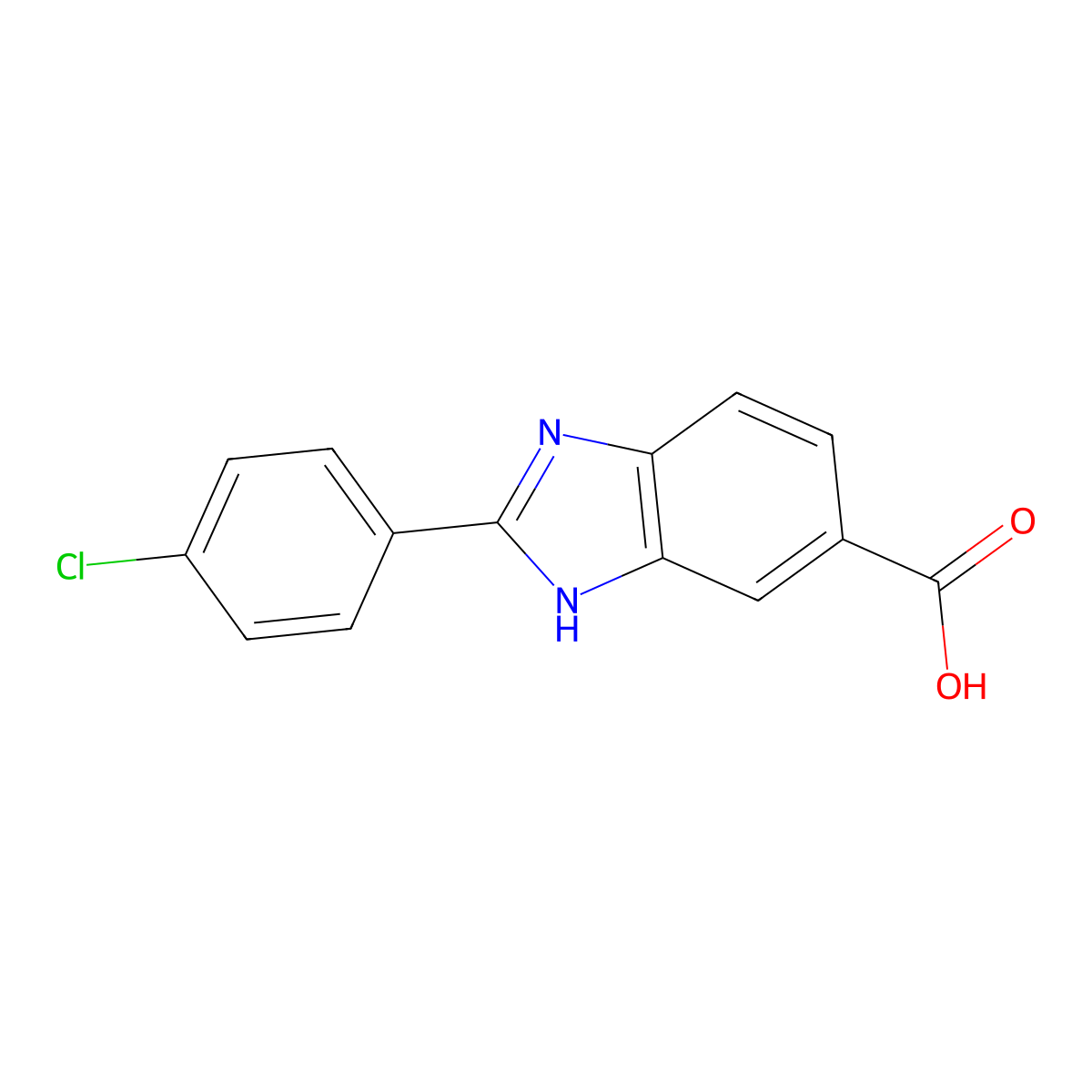 2-(4-Chlorophenyl)-1H-benzimidazole-6-carboxylic acid molecular structure, CAS 174422-14-1