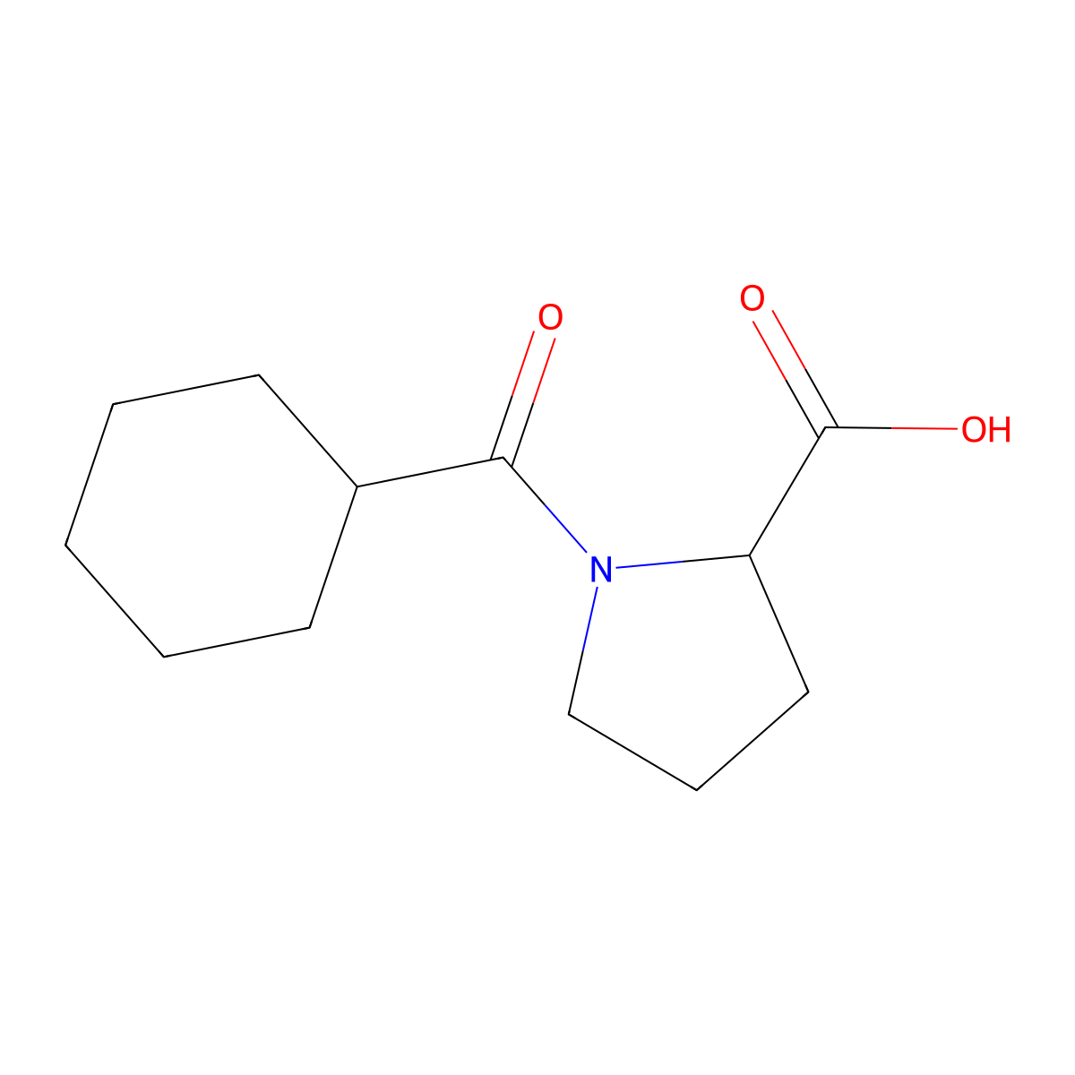 (S)-1-(Cyclohexanecarbonyl)pyrrolidine-2-carboxylic acid molecular structure, CAS 174465-38-4
