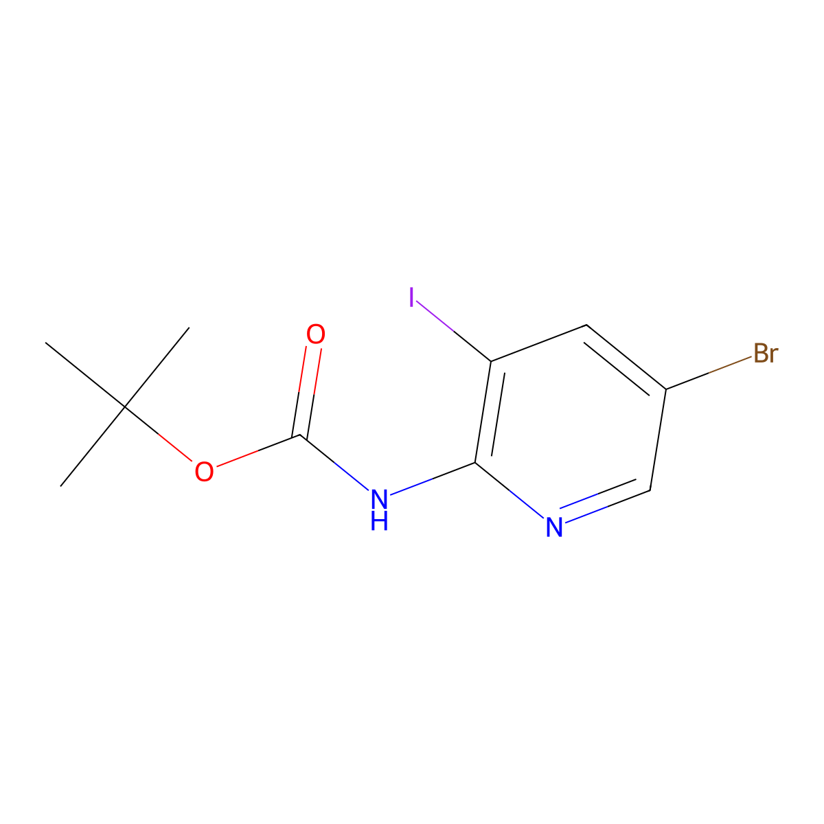 tert-butyl N-(5-bromo-3-iodopyridin-2-yl)carbamate molecular structure, CAS 174467-37-9
