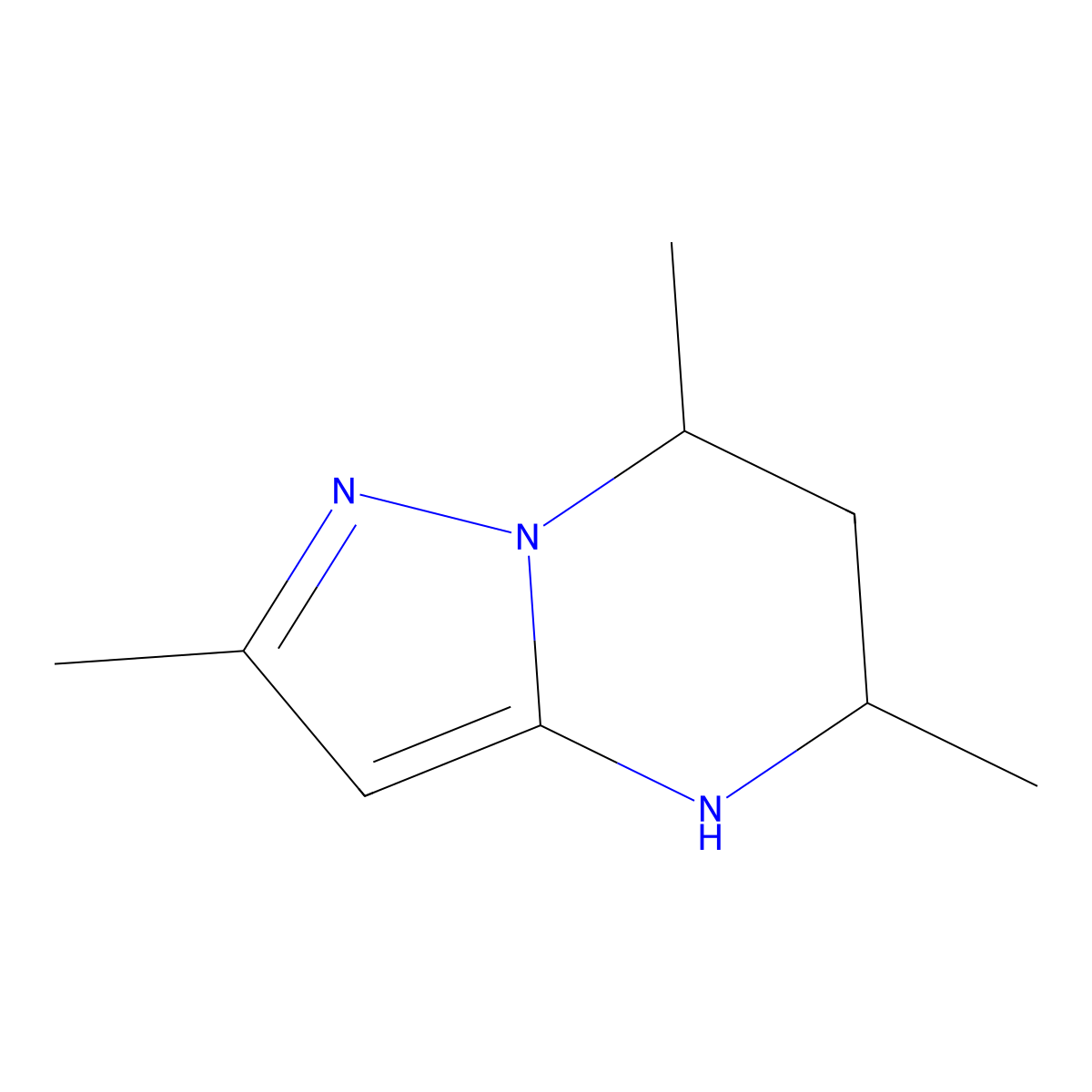 2,5,7-Trimethyl-4,5,6,7-tetrahydropyrazolo[1,5-a]pyrimidine molecular structure, CAS 174469-70-6