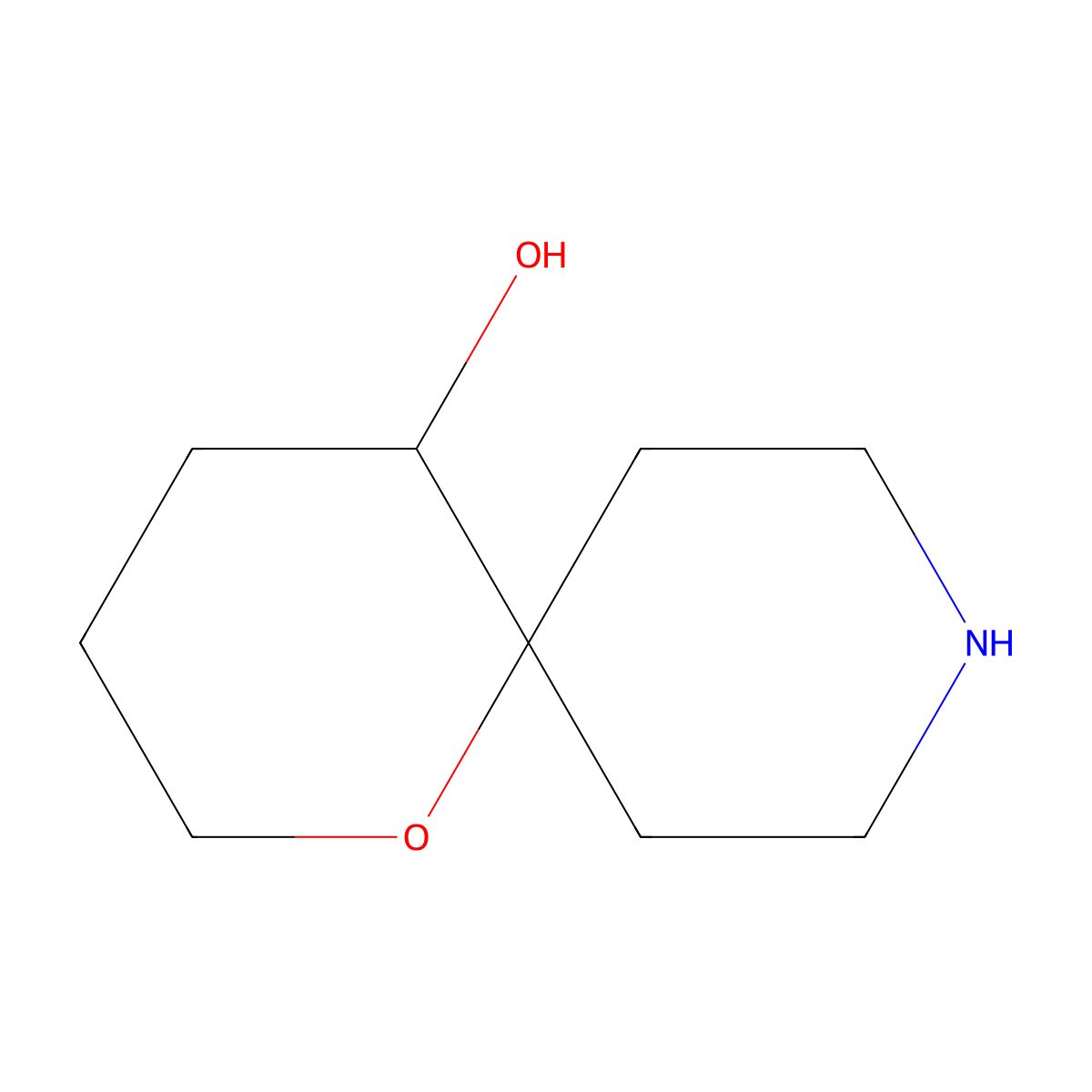 1-Oxa-9-azaspiro[5.5]undecan-5-ol molecular structure, CAS 174469-91-1