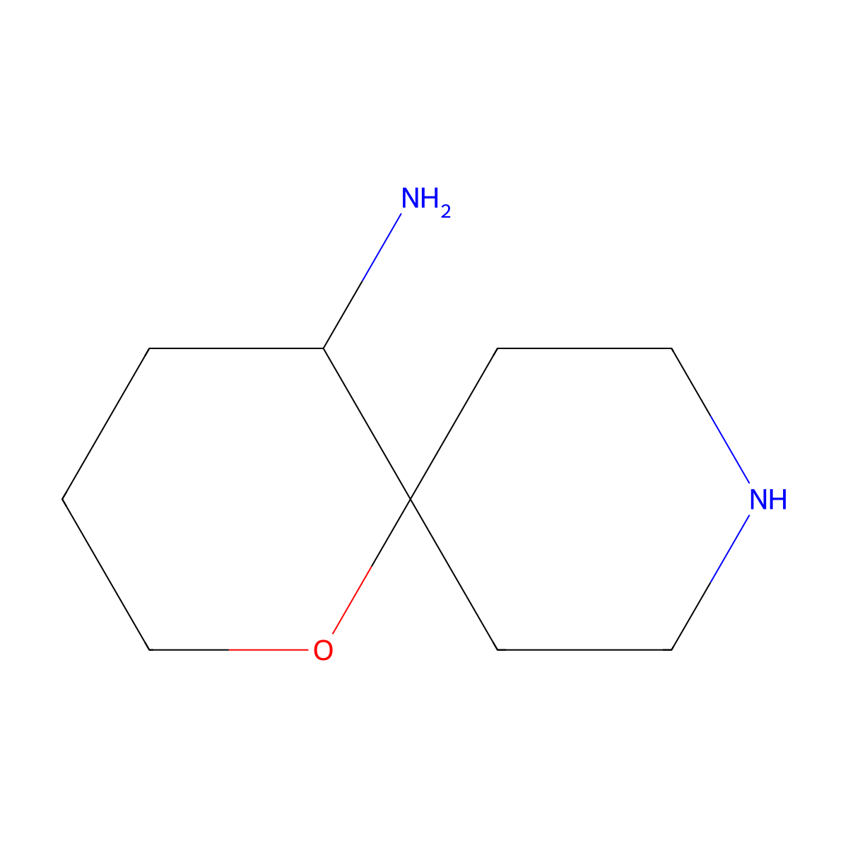 1-Oxa-9-azaspiro[5.5]undecan-5-amine molecular structure, CAS 174469-94-4