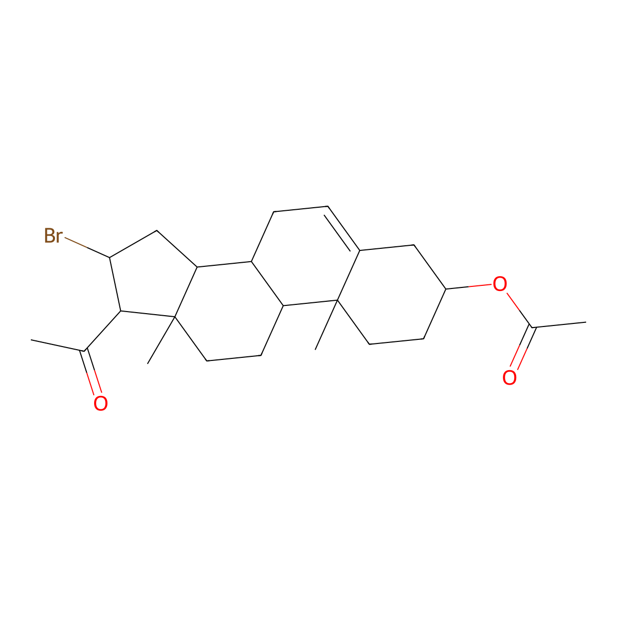 16-alpha-Bromo-20-oxopregn-5-en-3-beta-yl acetate molecular structure, CAS 17449-92-2