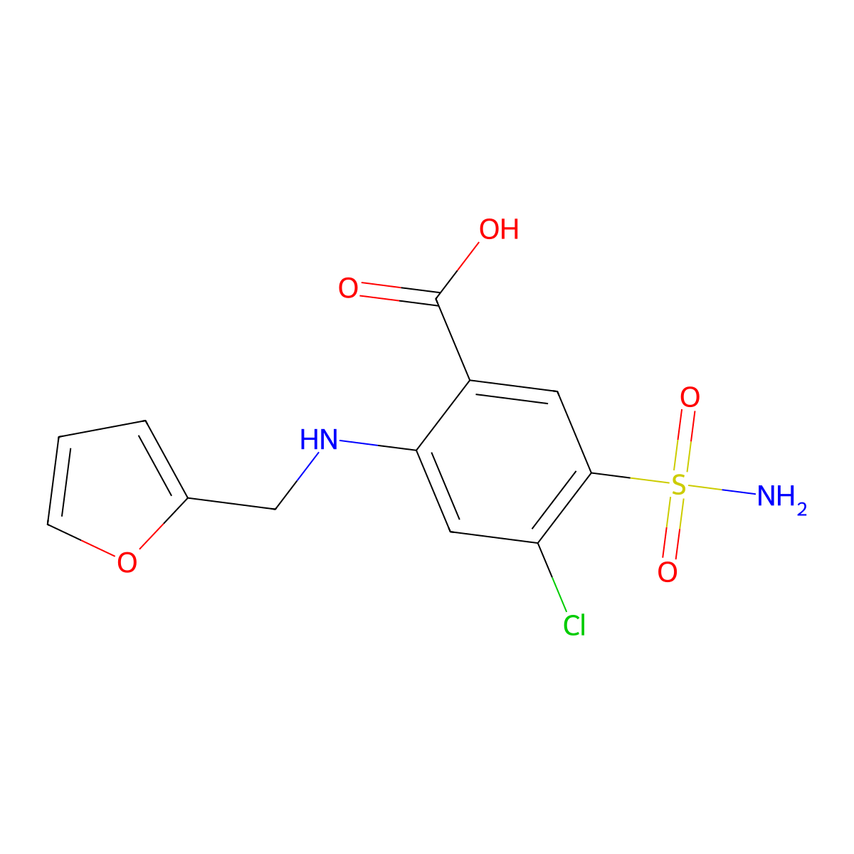 Furosemide molecular structure, CAS 174493-24-4
