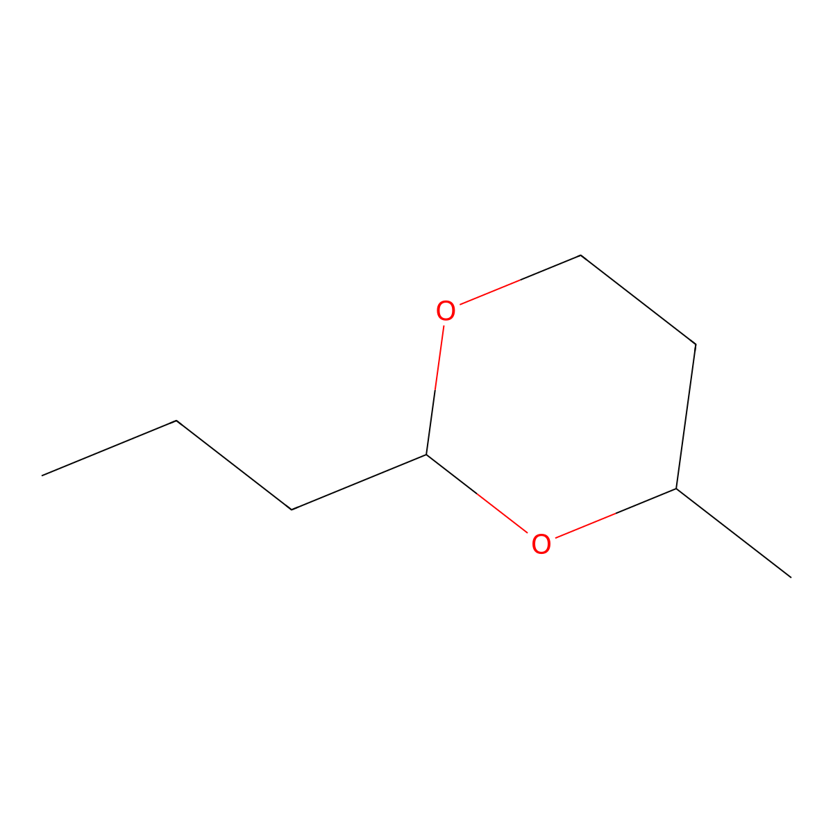 1,3-Dioxane, 4-methyl-2-propyl- molecular structure, CAS 1745-87-5