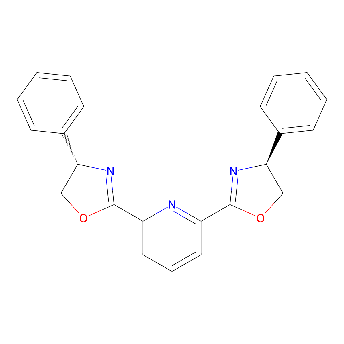 2,6-Bis((S)-4-phenyl-4,5-dihydrooxazol-2-yl)pyridine molecular structure, CAS 174500-20-0