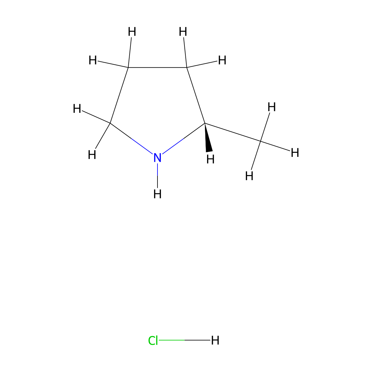 (2S)-2-Methylpyrrolidine--hydrogen chloride (1/1) molecular structure, CAS 174500-74-4