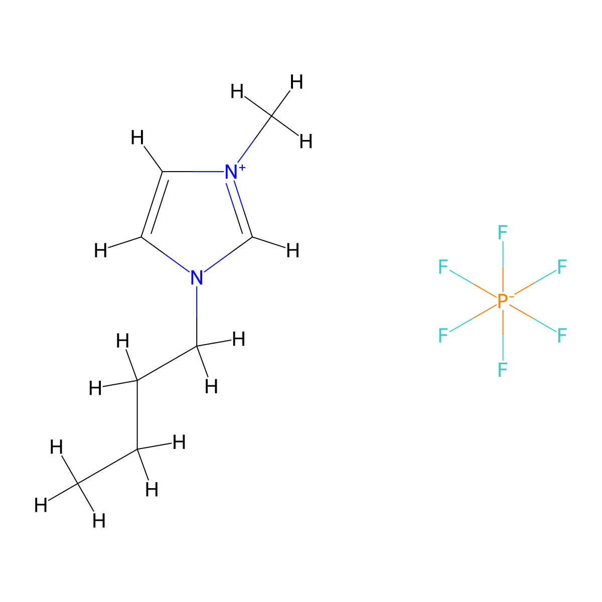 1-Butyl-3-methylimidazolium hexafluorophosphate molecular structure, CAS 174501-64-5
