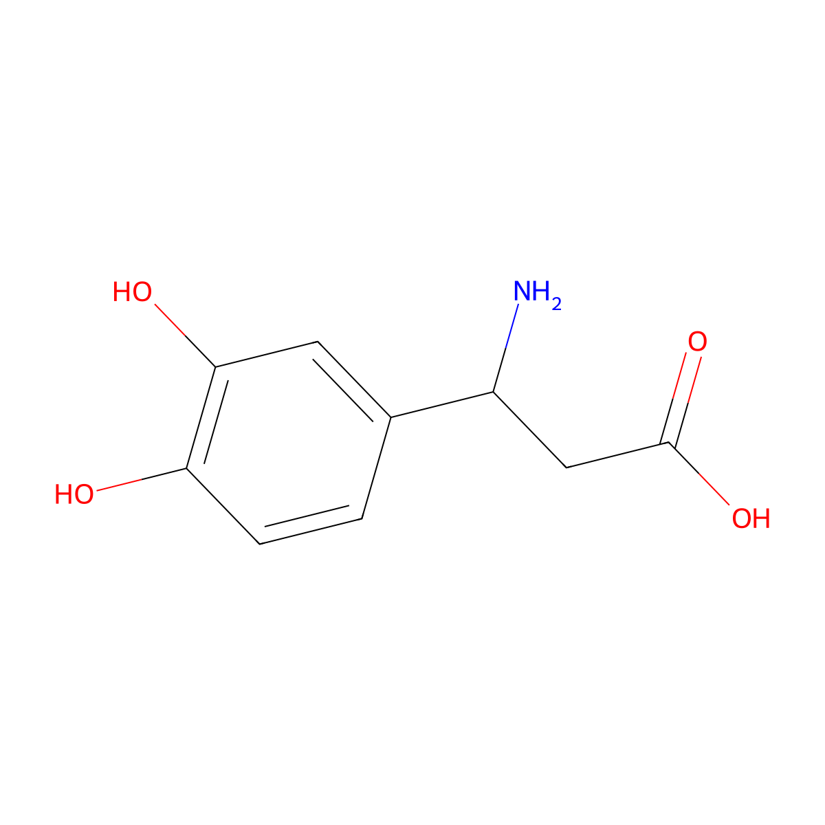 3-amino-3-(3,4-dihydroxyphenyl)propanoic Acid molecular structure, CAS 174502-37-5