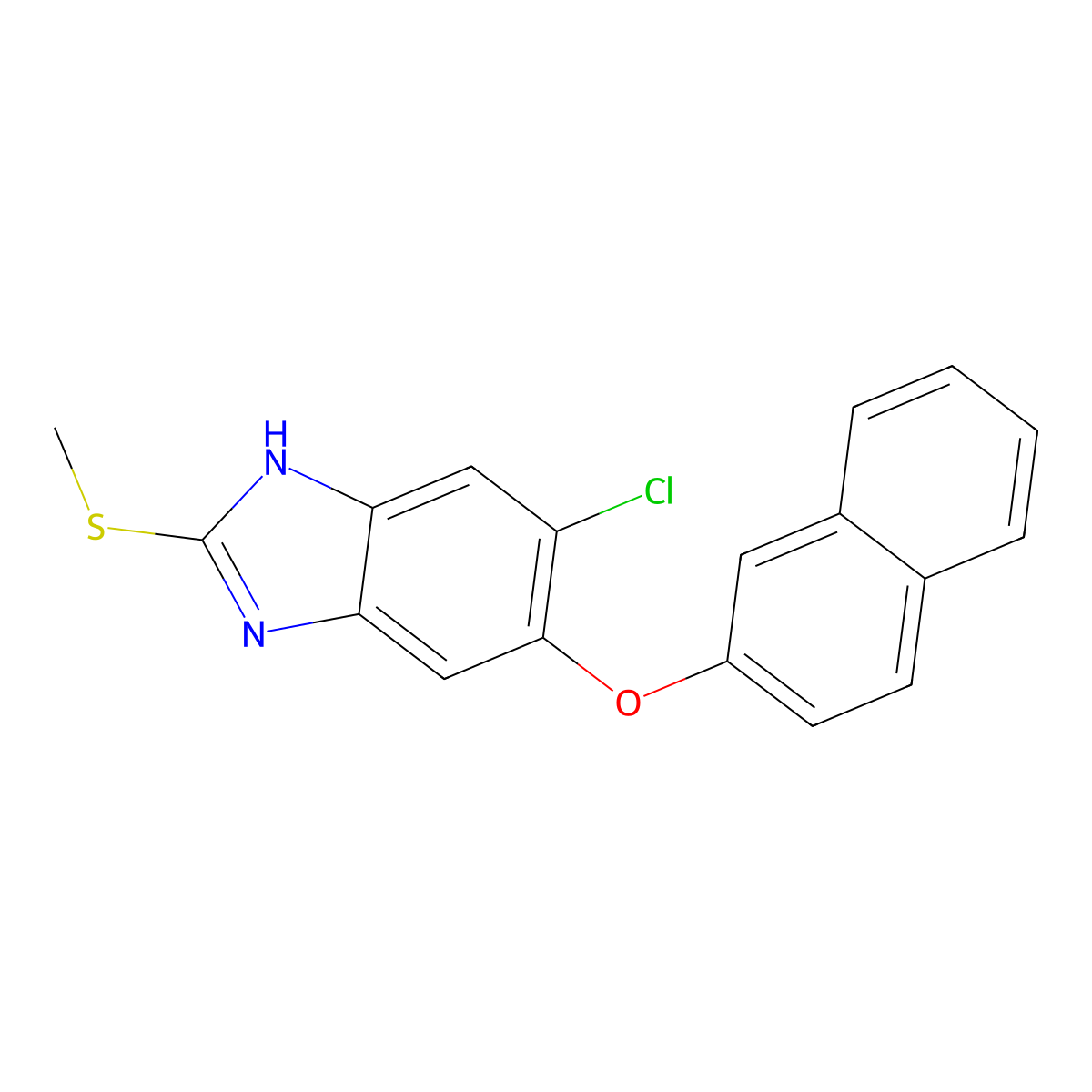 1H-Benzimidazole, 5-chloro-2-(methylthio)-6-(2-naphthalenyloxy)- molecular structure, CAS 174503-48-1