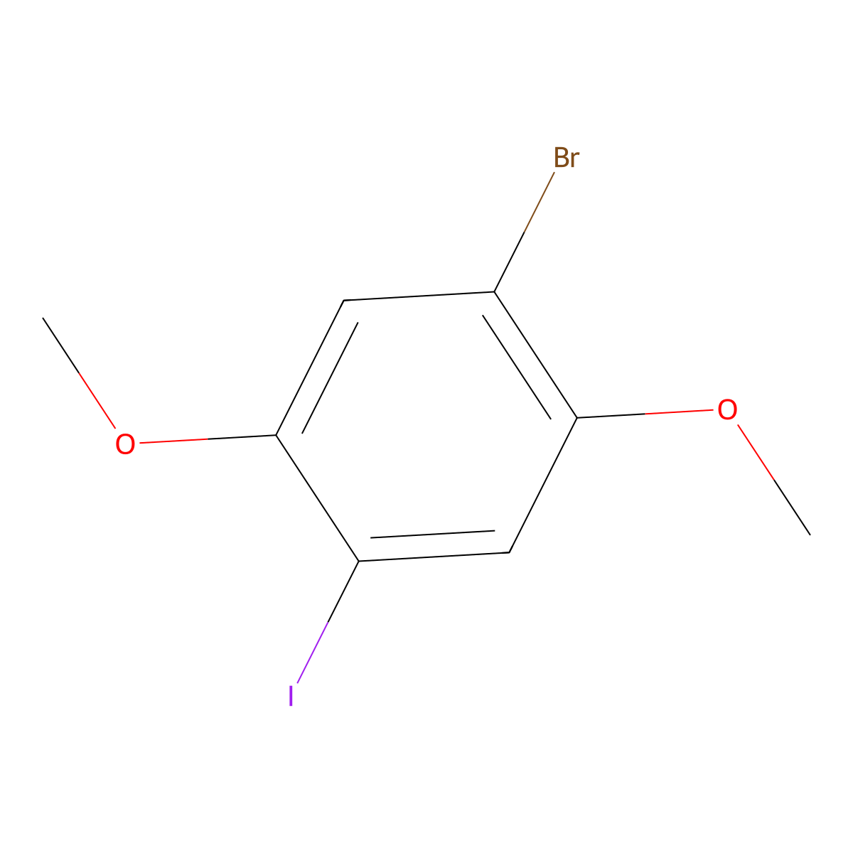1-Bromo-4-iodo-2,5-dimethoxybenzene molecular structure, CAS 174518-82-2