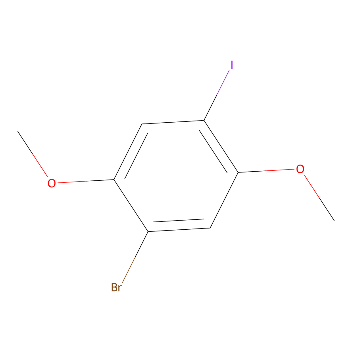 1-Bromo-4-iodo-2,5-dimethoxybenzene molecular structure, CAS 174518-82-2