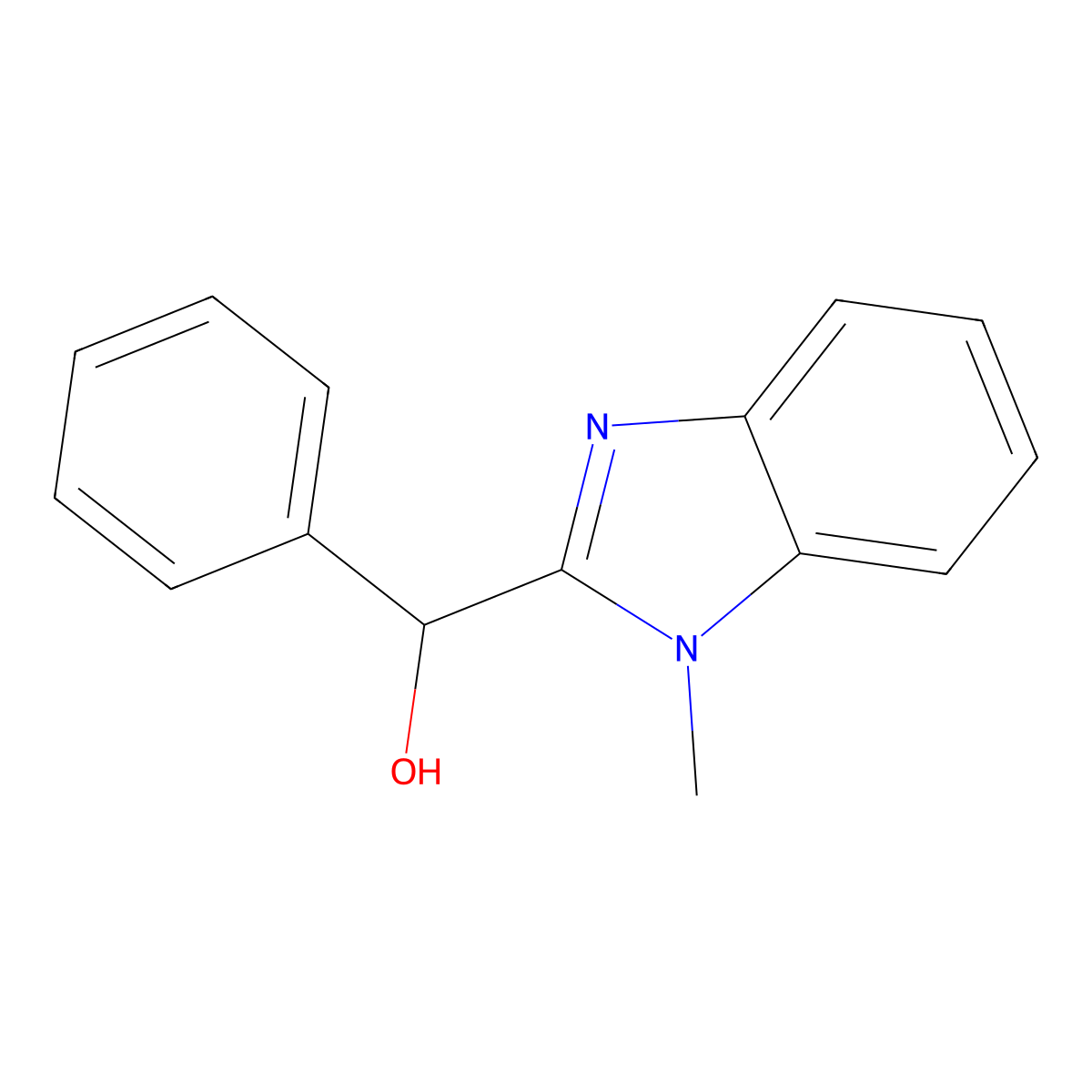 (1-methyl-1H-benzimidazol-2-yl)(phenyl)methanol molecular structure, CAS 17452-05-0