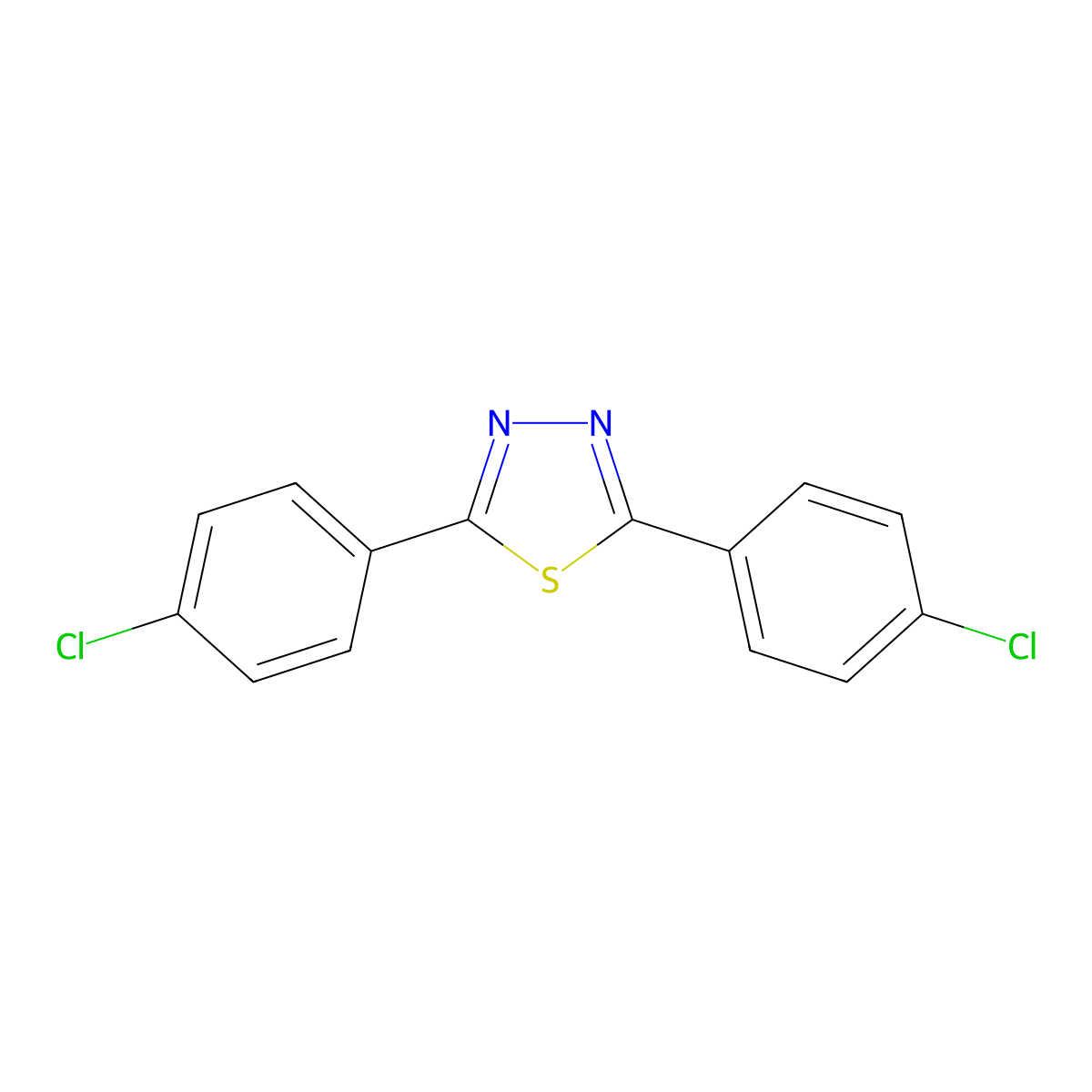 1,3,4-Thiadiazole, 2,5-bis(4-chlorophenyl)- molecular structure, CAS 17452-97-0