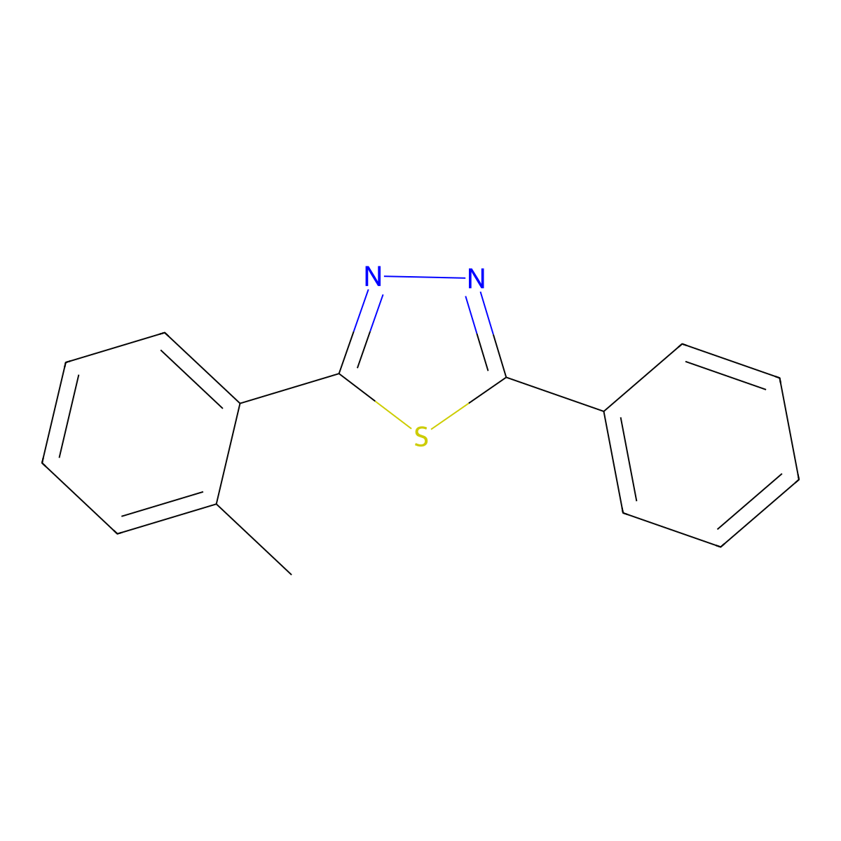 2-(2-Methylphenyl)-5-phenyl-1,3,4-thiadiazole molecular structure, CAS 17453-15-5