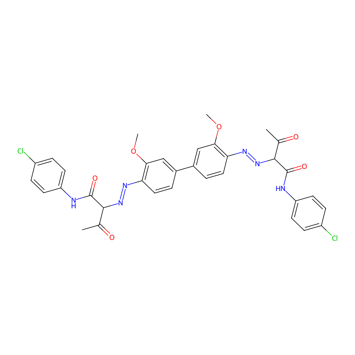 Butanamide, 2,2'-((3,3'-dimethoxy(1,1'-biphenyl)-4,4'-diyl)bis(2,1-diazenediyl))bis(N-(4-chlorophenyl)-3-oxo- molecular structure, CAS 17453-73-5