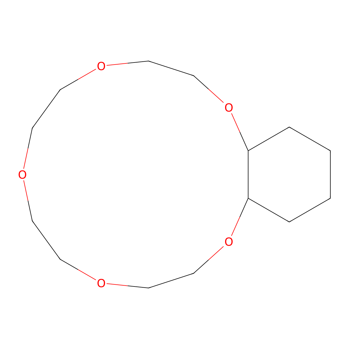 Tetradecahydro-1,4,7,10,13-benzopentaoxacyclopentadecin molecular structure, CAS 17454-48-7