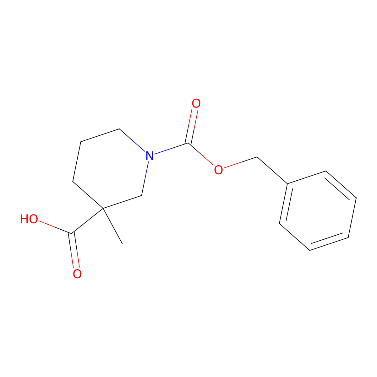 1-[(Benzyloxy)carbonyl]-3-methylpiperidine-3-carboxylic acid molecular structure, CAS 174543-78-3
