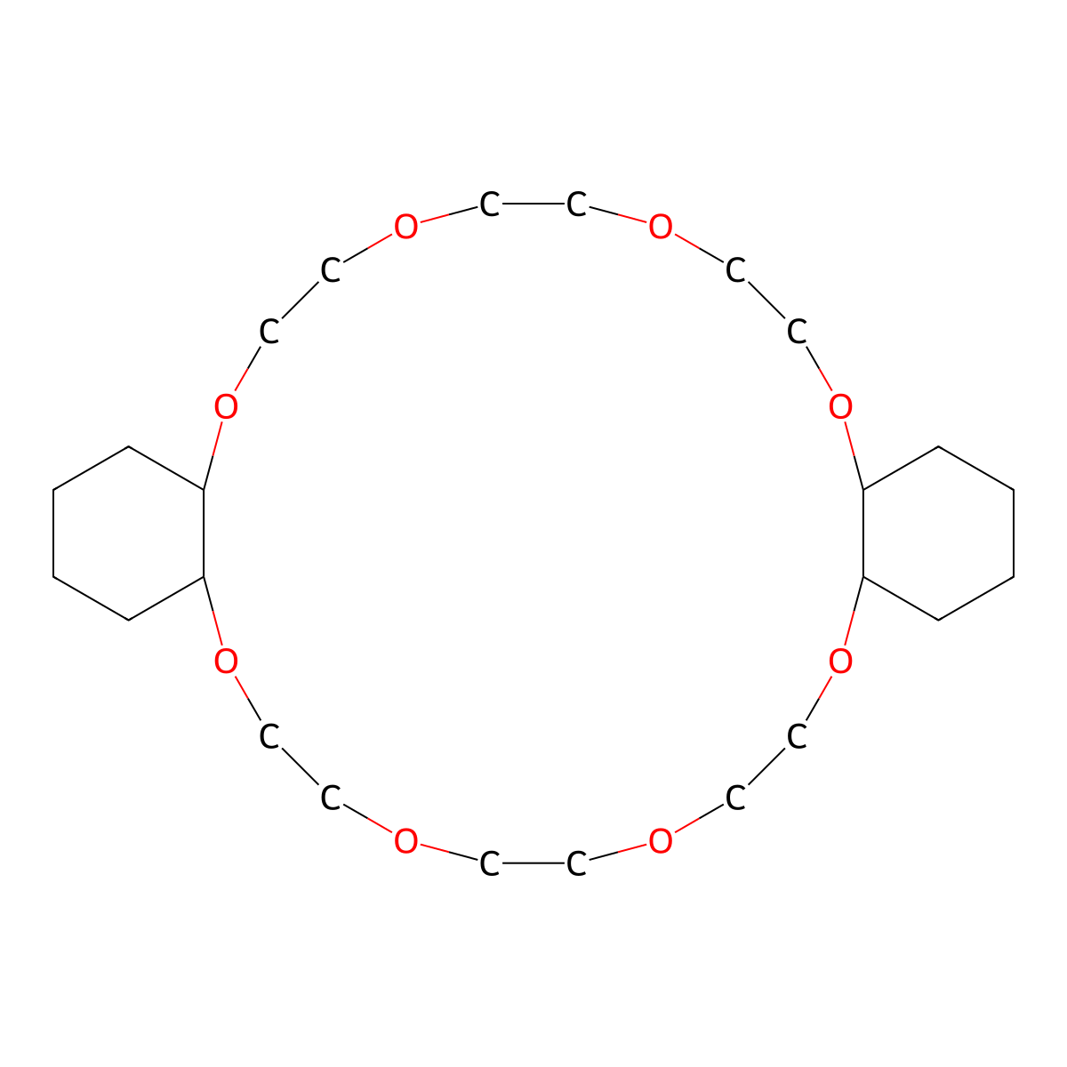 Tetracosahydrodibenz(b,n)(1,4,7,10,13,16,19,22)octaoxacyclotetracosin molecular structure, CAS 17455-23-1