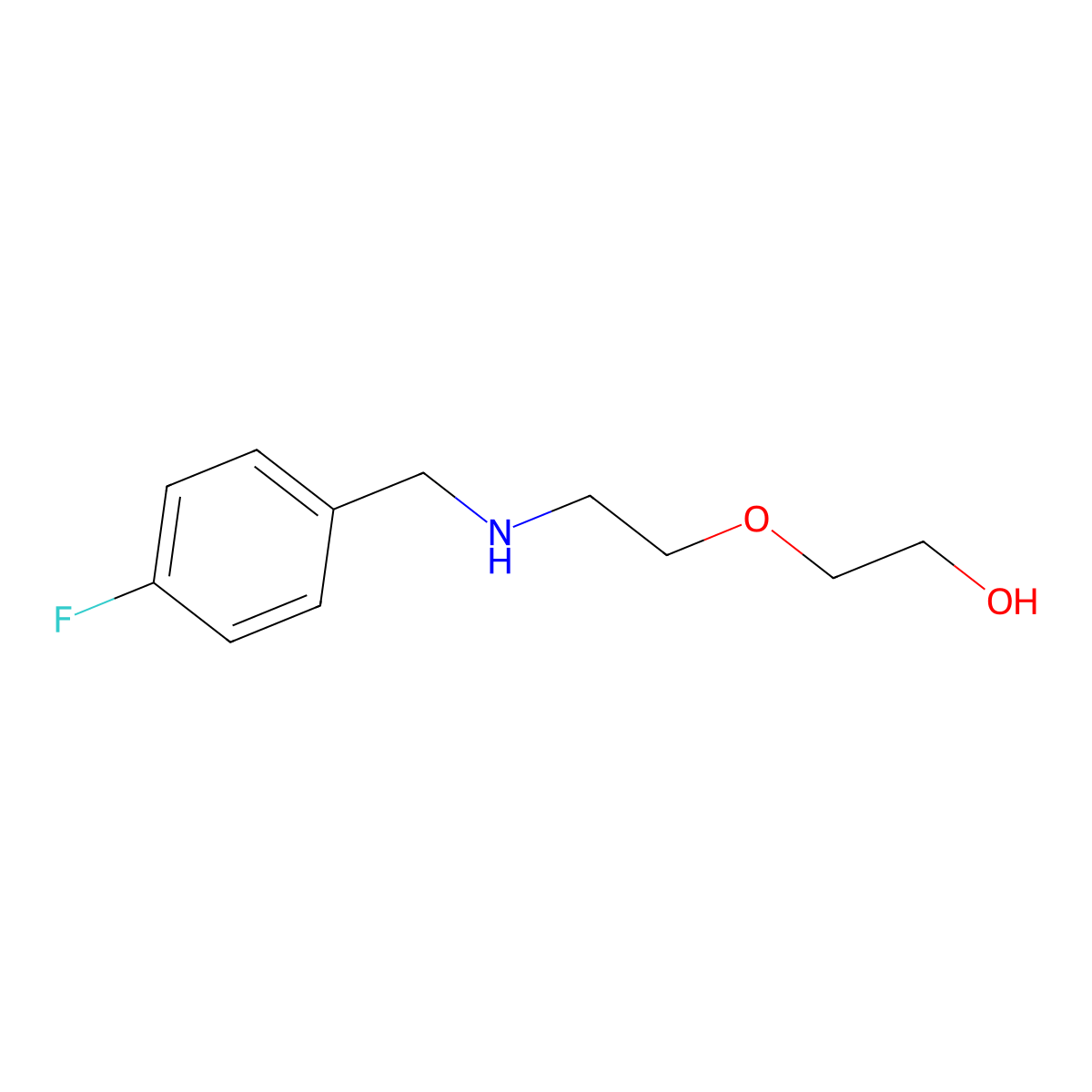 2-(2-((4-Fluorobenzyl)amino)ethoxy)ethan-1-ol molecular structure, CAS 174561-42-3