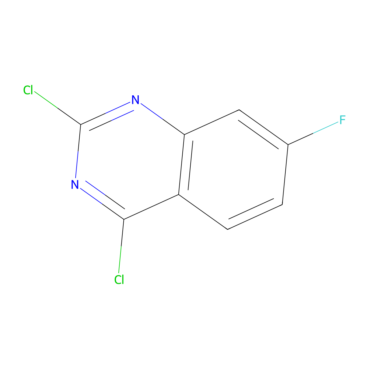 2,4-Dichloro-7-fluoroquinazoline molecular structure, CAS 174566-15-5