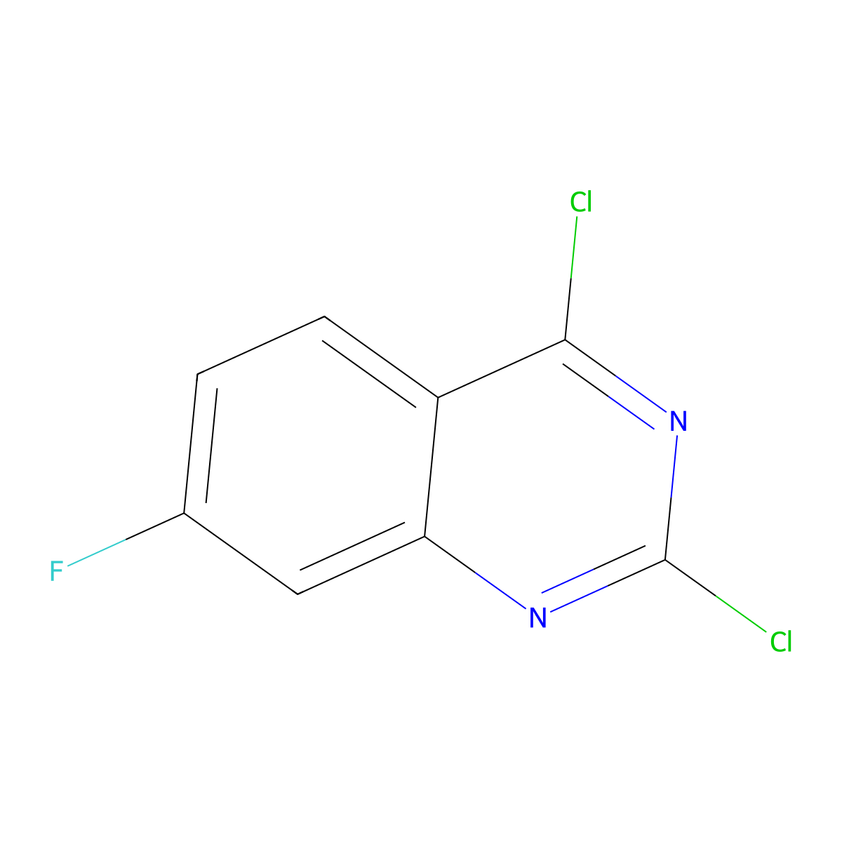 2,4-Dichloro-7-fluoroquinazoline molecular structure, CAS 174566-15-5