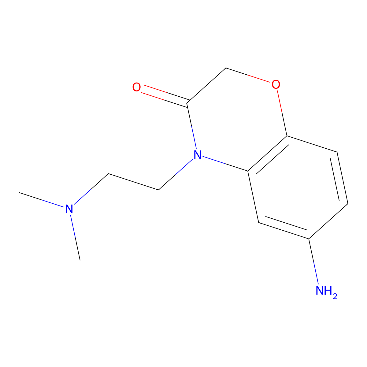 6-amino-4-[2-(dimethylamino)ethyl]-3,4-dihydro-2H-1,4-benzoxazin-3-one molecular structure, CAS 174567-32-9