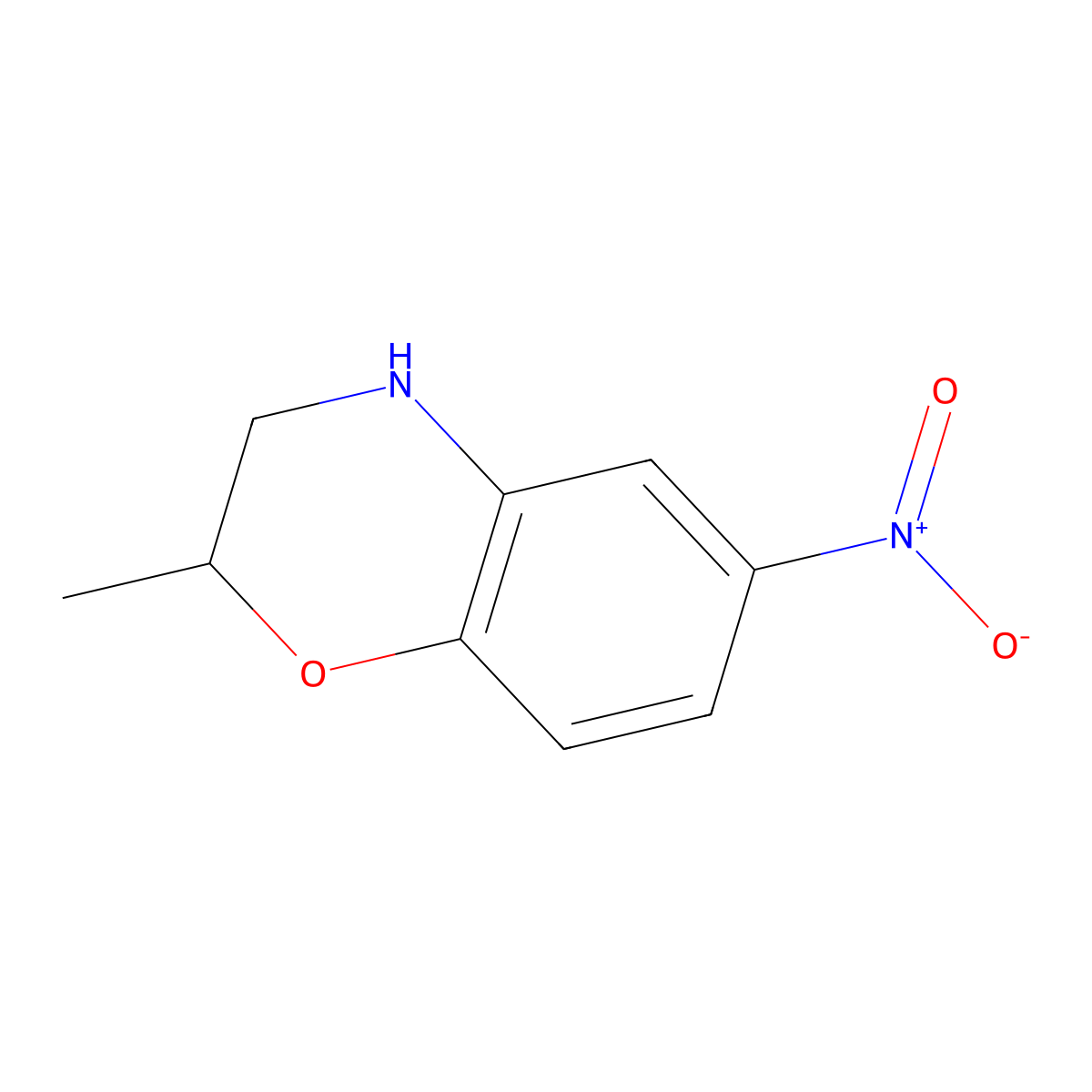 2-methyl-6-nitro-3,4-dihydro-2H-1,4-benzoxazine molecular structure, CAS 174567-34-1