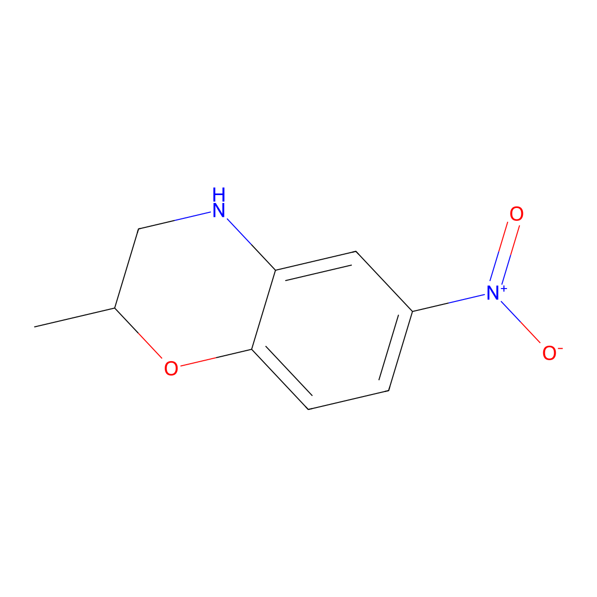2-methyl-6-nitro-3,4-dihydro-2H-1,4-benzoxazine molecular structure, CAS 174567-34-1