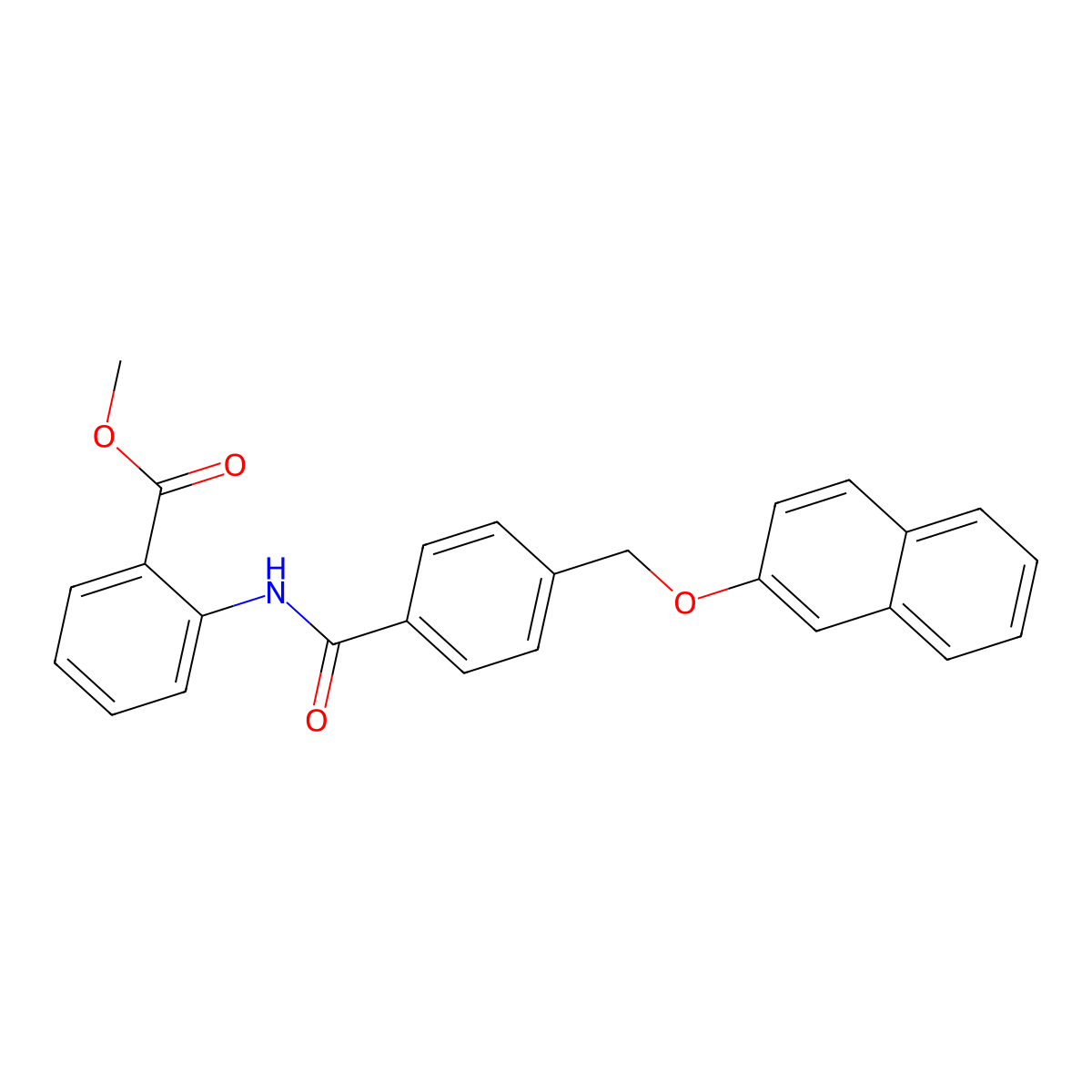 Methyl 2-({4-[(2-naphthyloxy)methyl]benzoyl}amino)benzoate molecular structure, CAS 174568-26-4