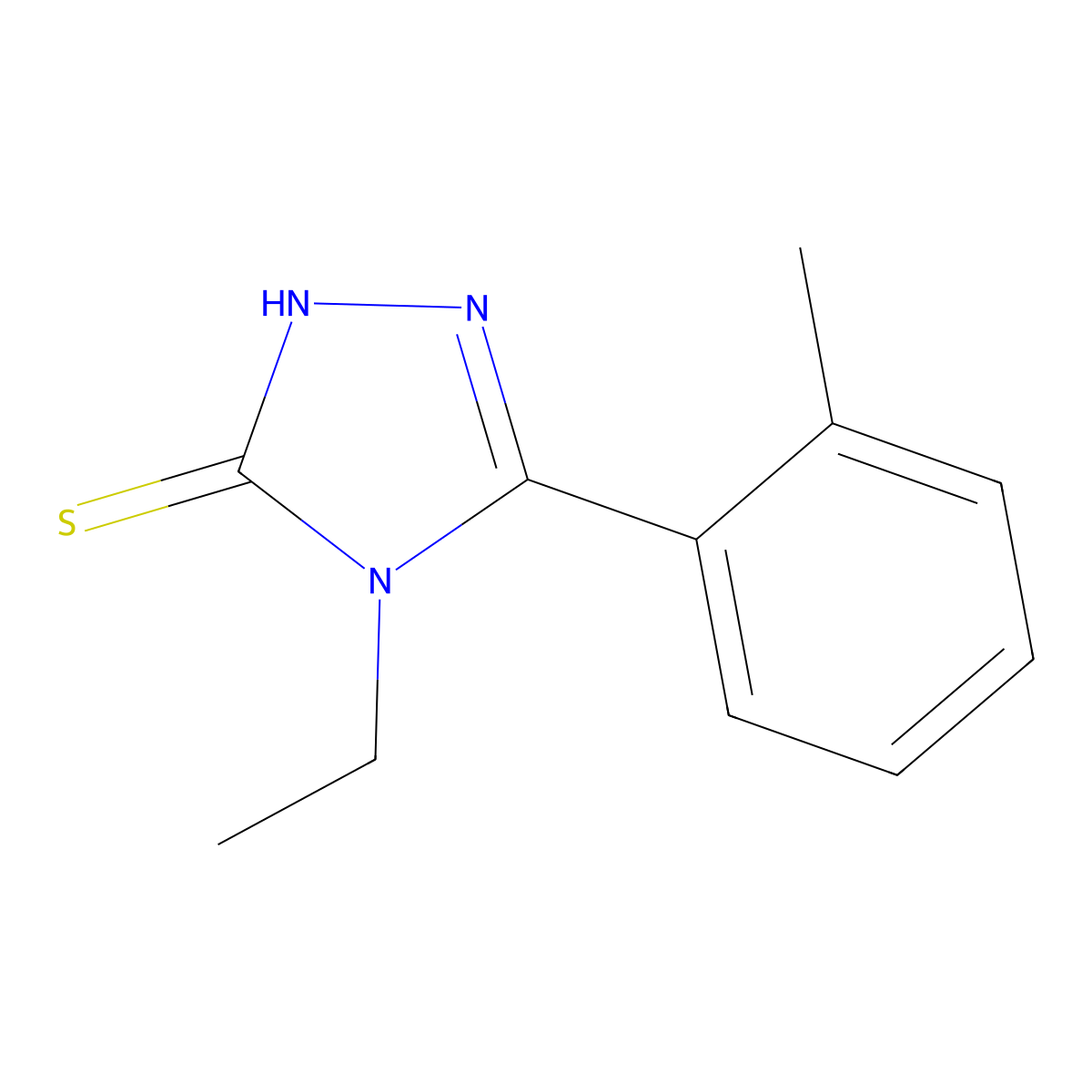 4-ethyl-5-(2-methylphenyl)-4H-1,2,4-triazole-3-thiol molecular structure, CAS 174574-01-7