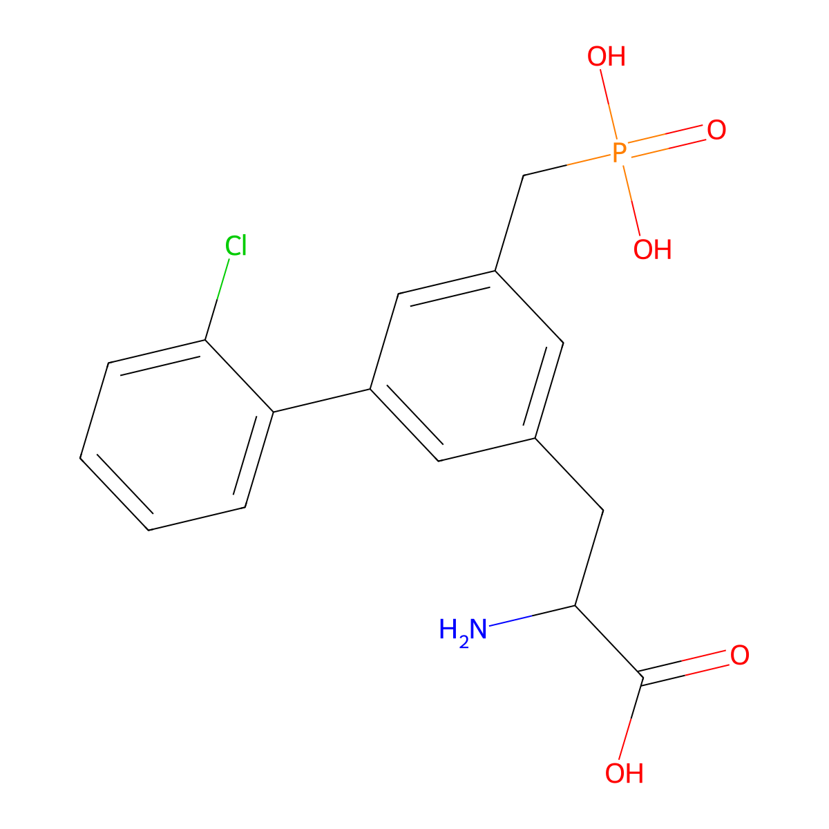 (alphaS)-alpha-Amino-2'-chloro-5-(phosphonomethyl)(1,1'-biphenyl)-3-propanoic acid molecular structure, CAS 174575-17-8