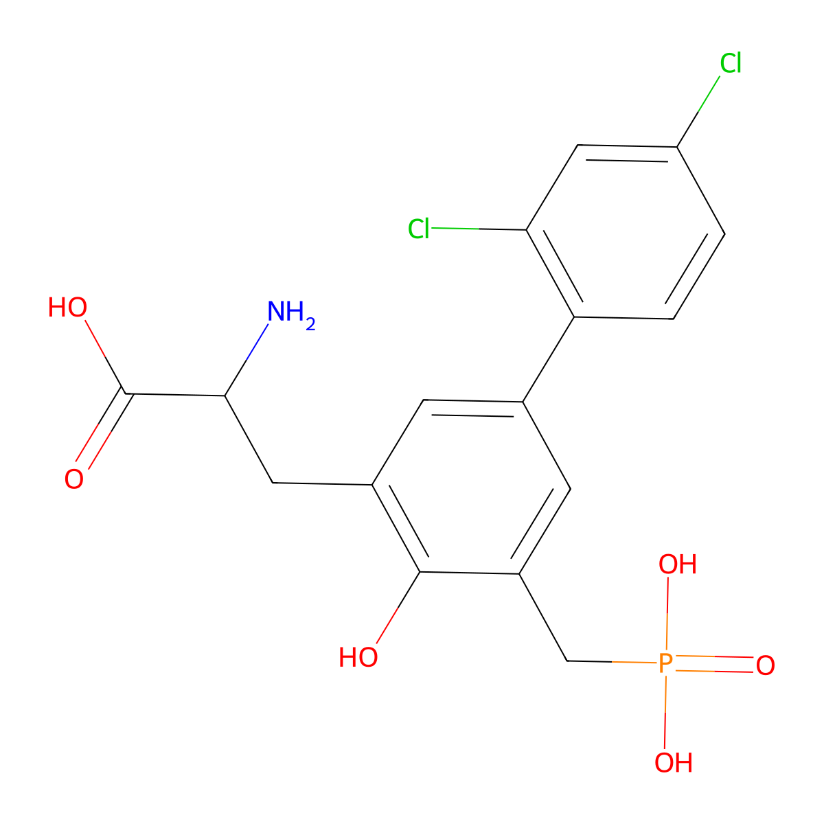 (2S)-2-amino-3-[2',4'-dichloro-4-hydroxy-5-(phosphonomethyl)biphenyl-3-yl]propanoic acid molecular structure, CAS 174575-40-7