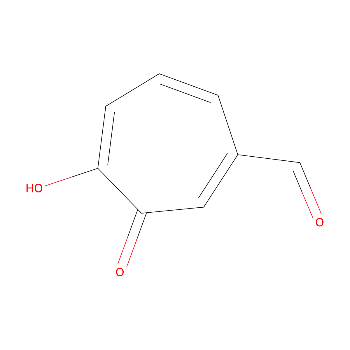 6-Hydroxy-5-oxo-1,3,6-cycloheptatriene-1-carboxaldehyde molecular structure, CAS 17459-32-4