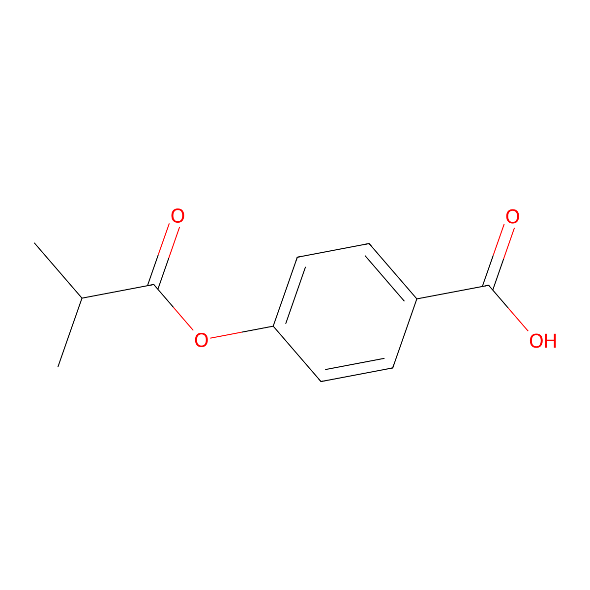 Benzoic acid, 4-(2-methyl-1-oxopropoxy)- molecular structure, CAS 17459-72-2