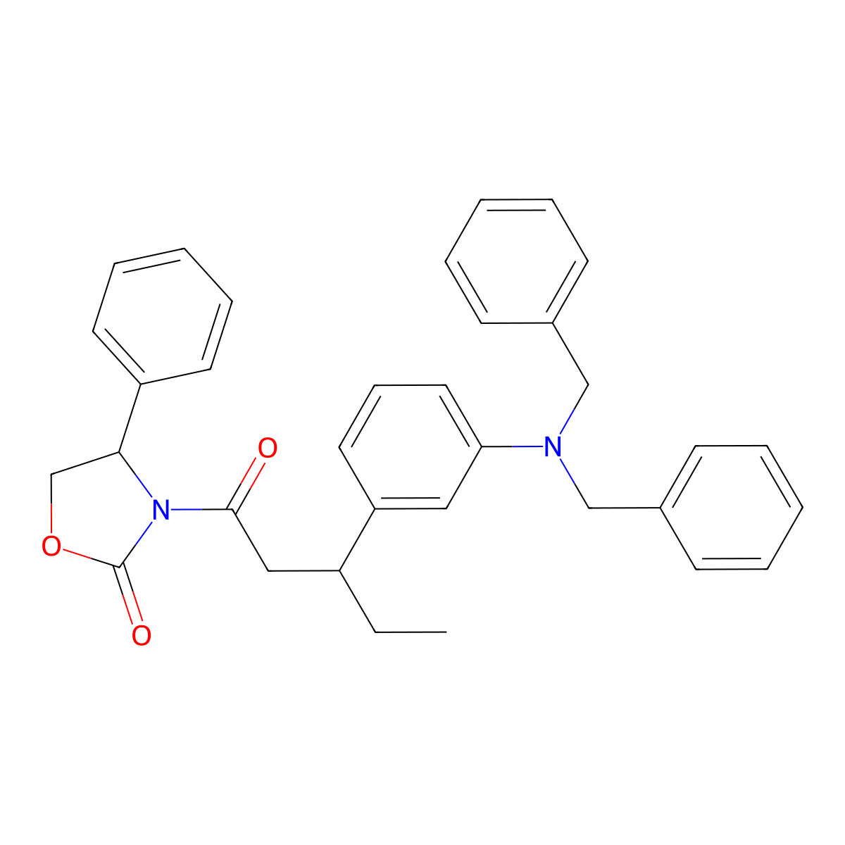 (4R)-3-((3S)-3-(3-(Bis(phenylmethyl)amino)phenyl)-1-oxopentyl)-4-phenyl-2-oxazolidinone molecular structure, CAS 174590-40-0