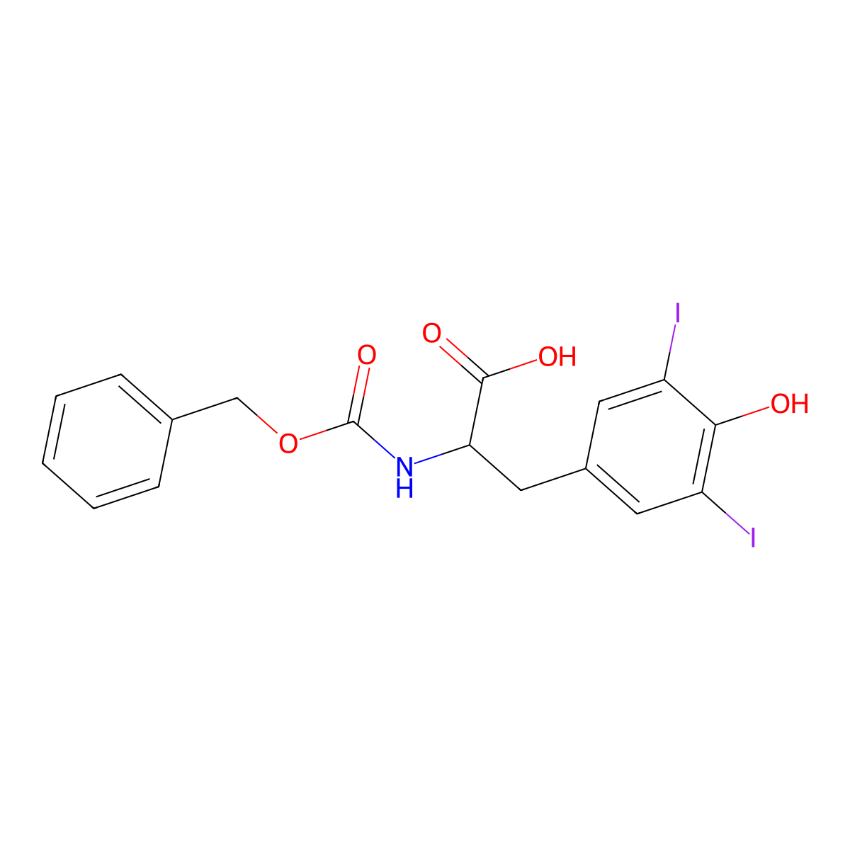 N-[(Benzyloxy)carbonyl]-3,5-diiodo-L-tyrosine molecular structure, CAS 174592-01-9