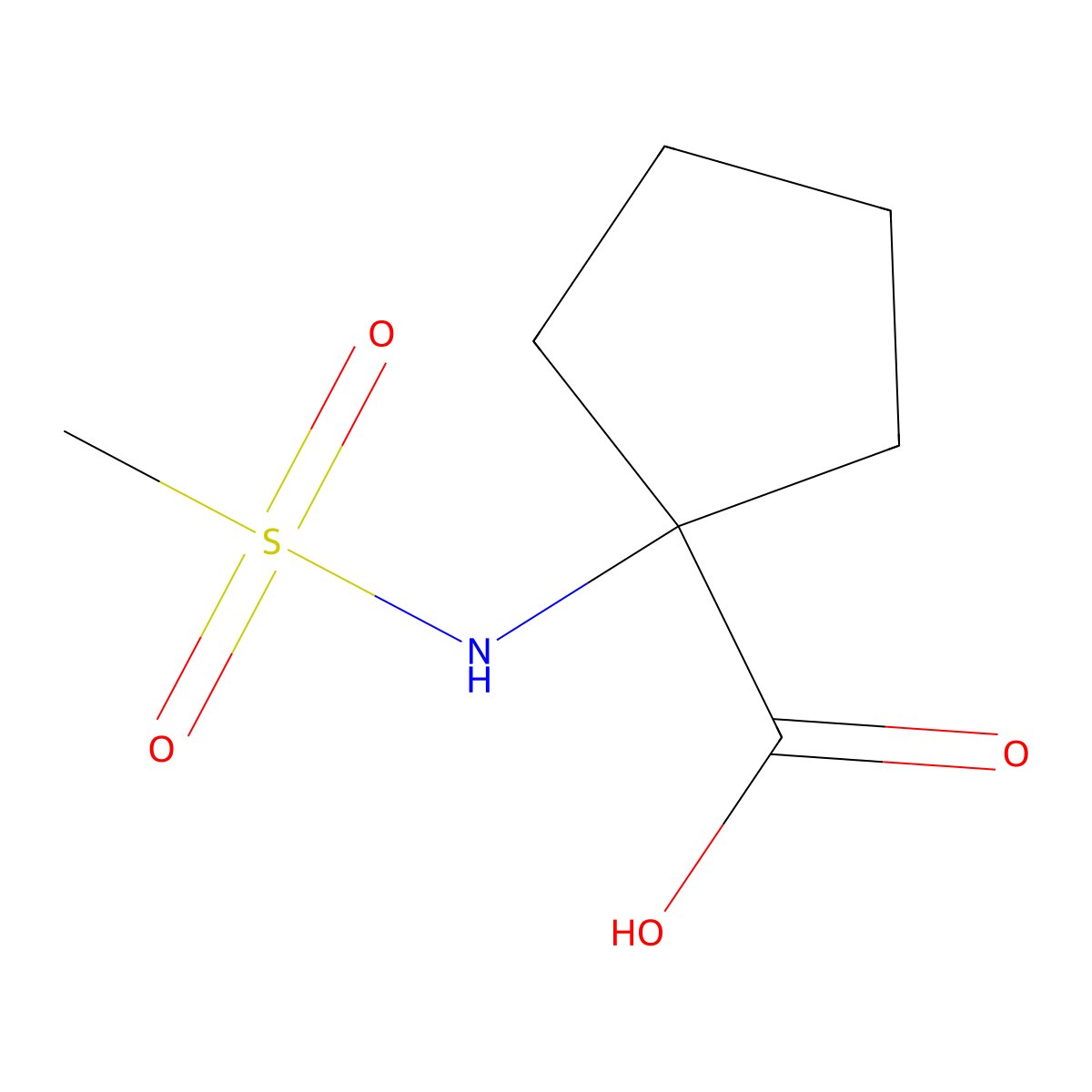 1-Methanesulfonamidocyclopentane-1-carboxylic acid molecular structure, CAS 174602-69-8