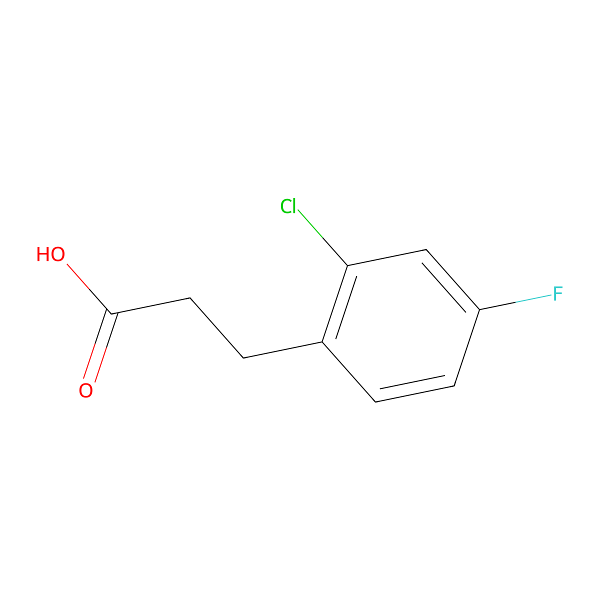 3-(2-Chloro-4-fluorophenyl)propanoic acid molecular structure, CAS 174603-38-4