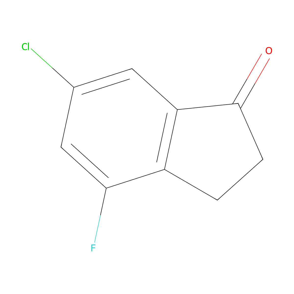 6-Chloro-4-fluoro-2,3-dihydro-1H-inden-1-one molecular structure, CAS 174603-49-7