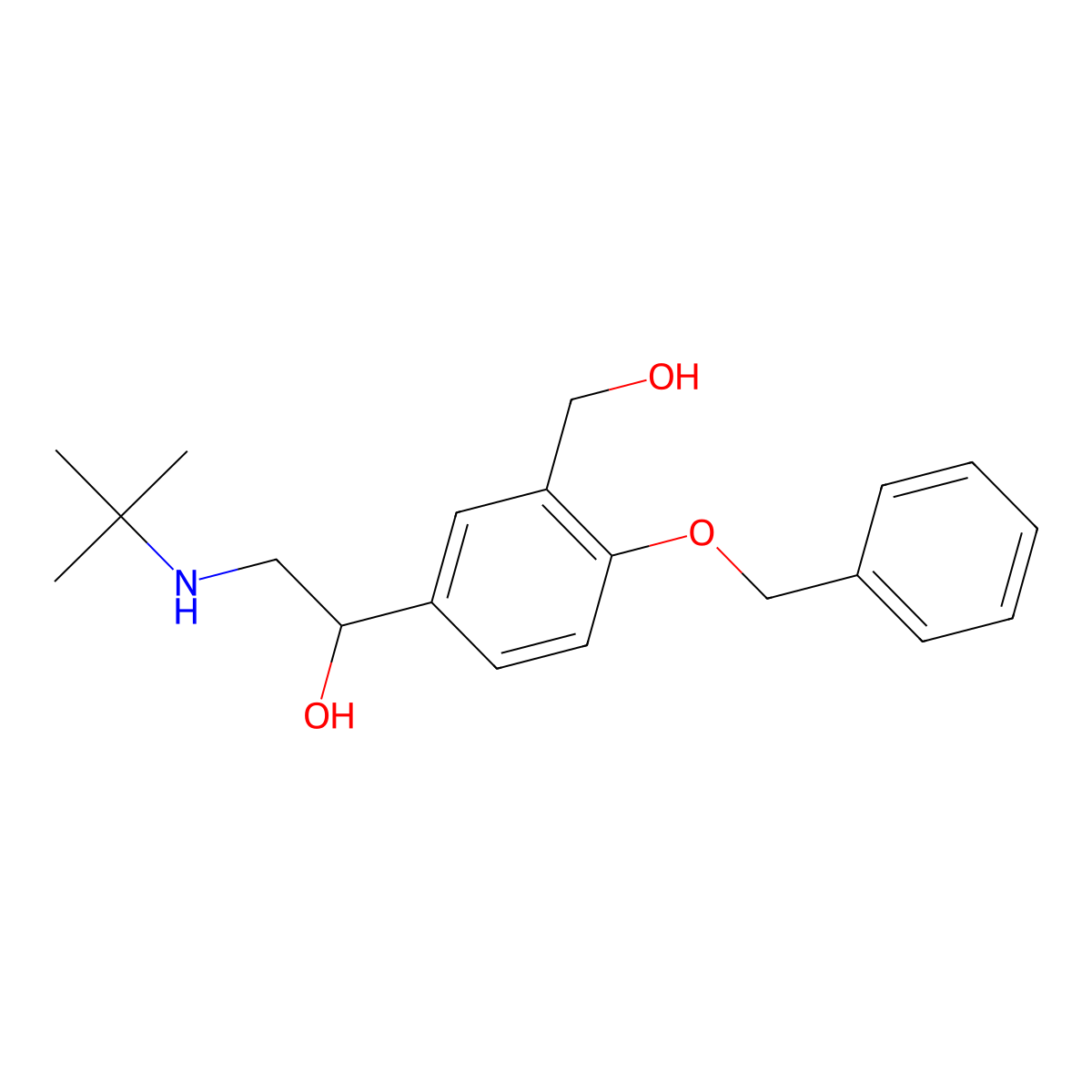 4-Benzyl albuterol, (-)- molecular structure, CAS 174607-68-2