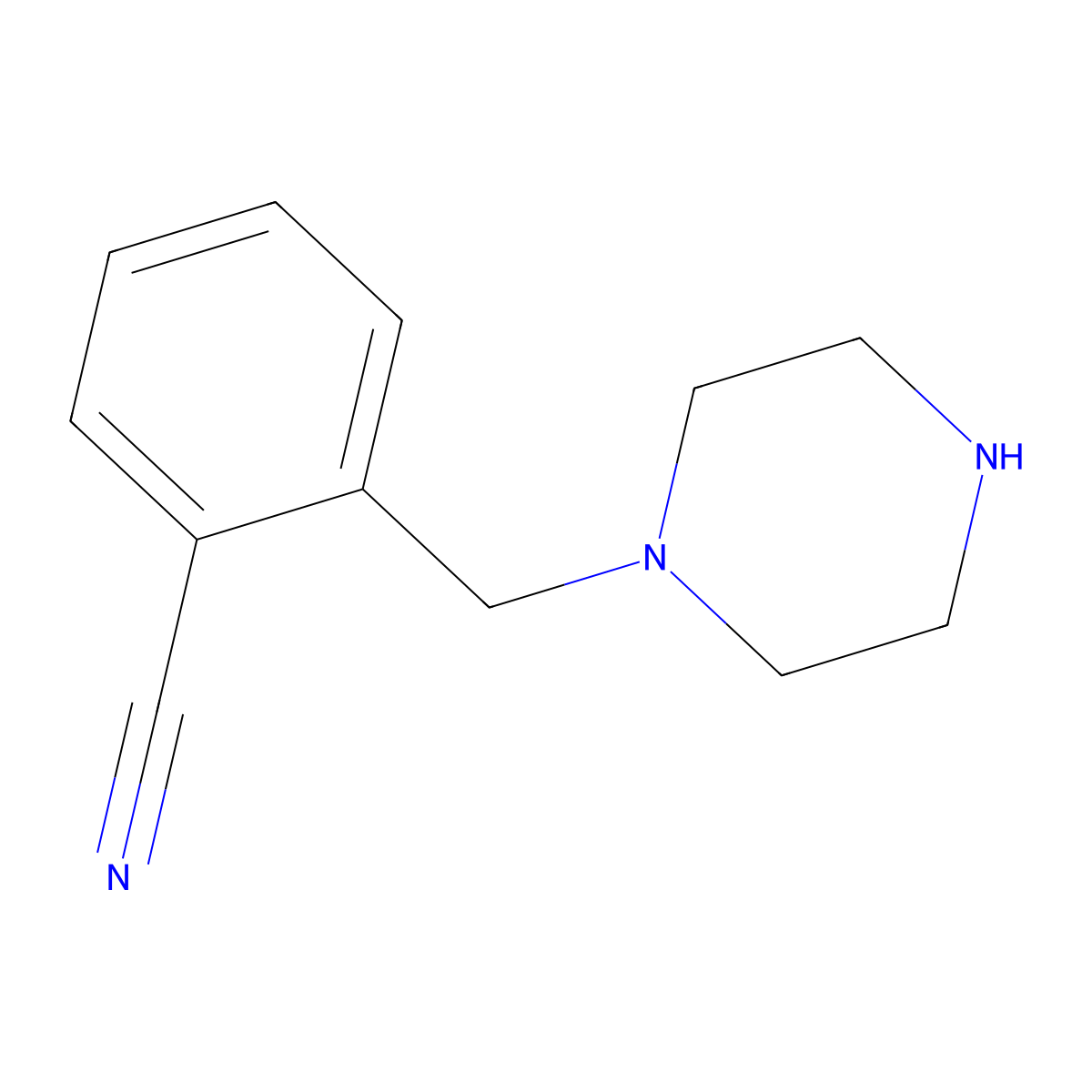 2-[(Piperazin-1-yl)methyl]benzonitrile molecular structure, CAS 174609-74-6